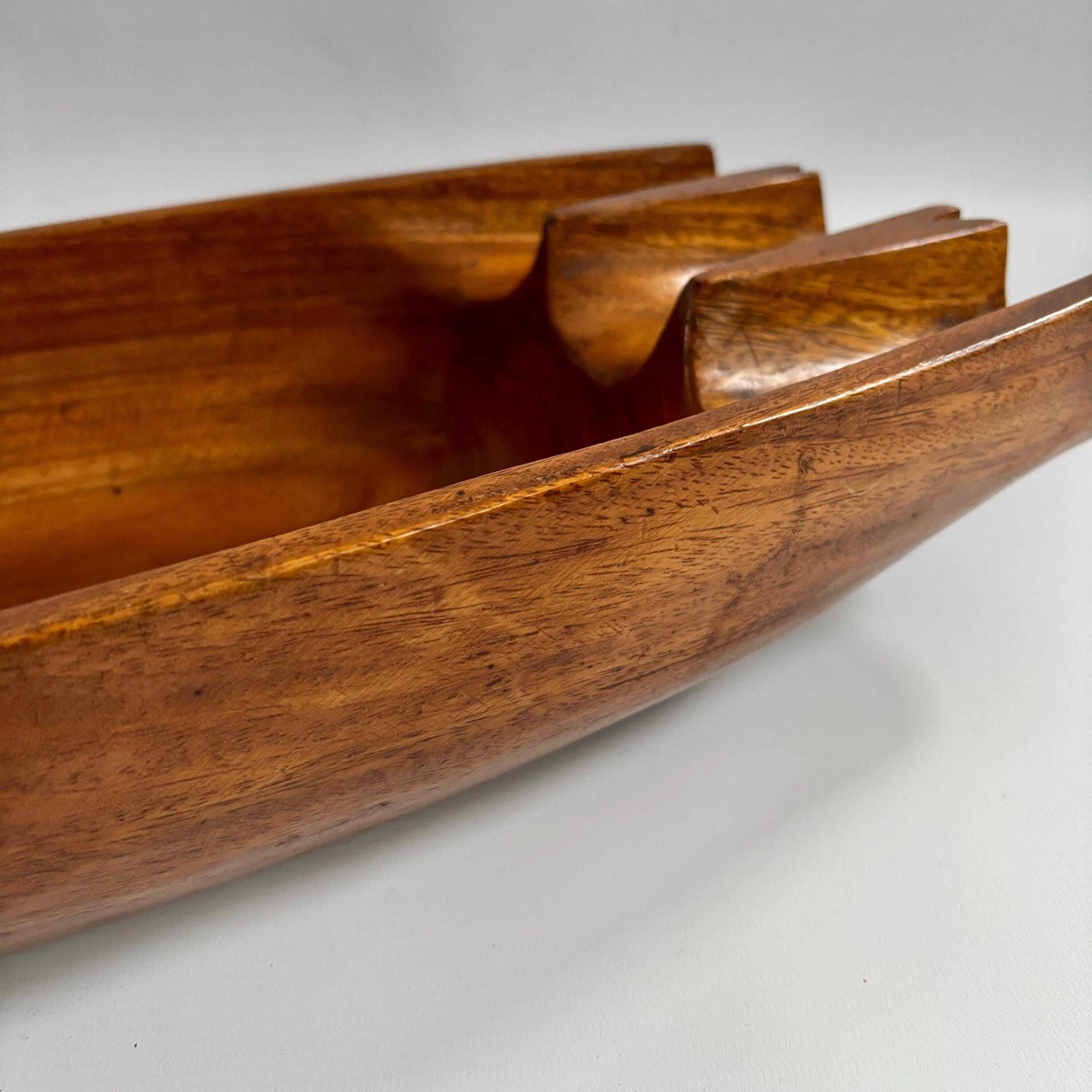 Antique Teak Wood Bowl: Scandinavian Brutalist Centerpiece photo Home Decor