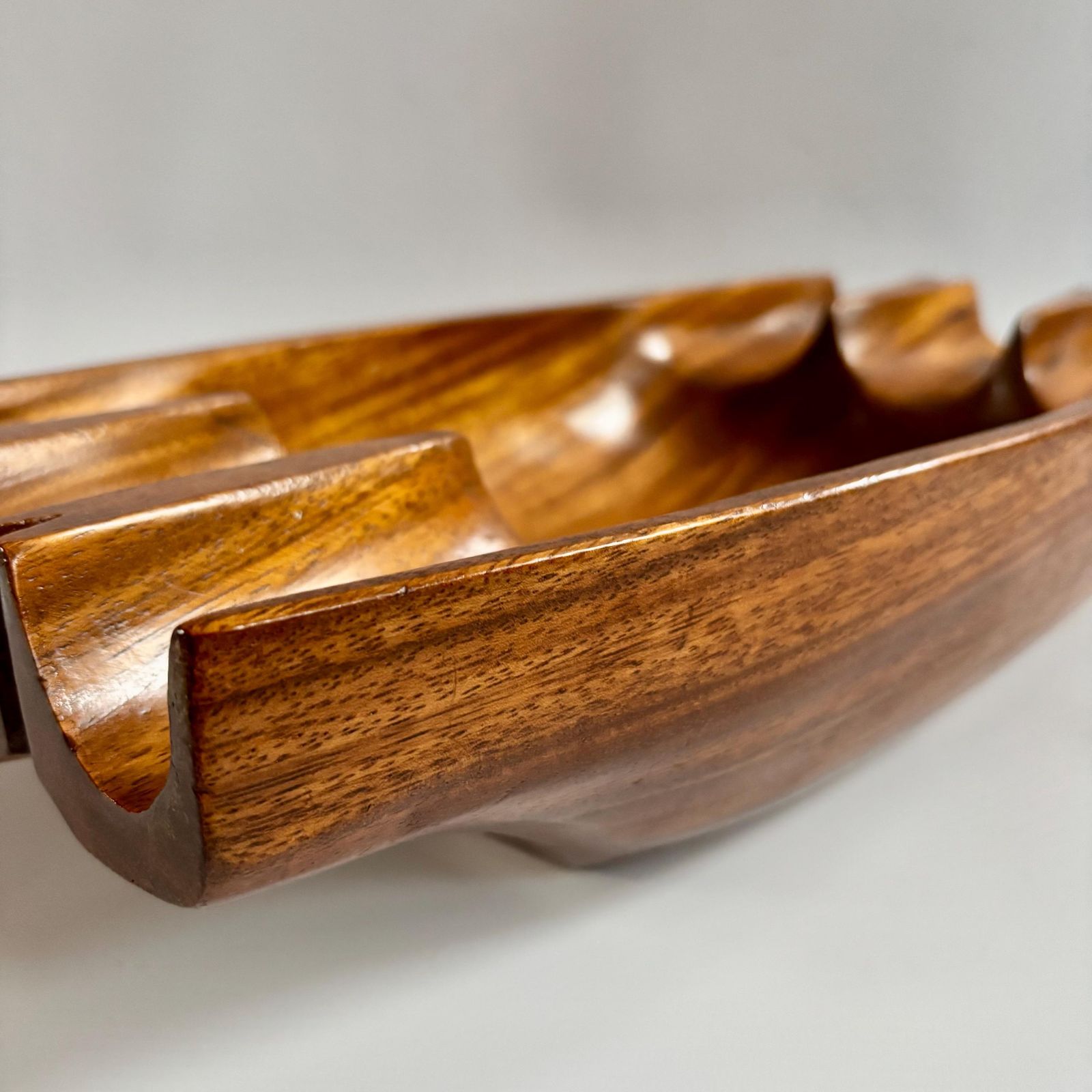 Antique Teak Wood Bowl: Scandinavian Brutalist Centerpiece photo 289.0