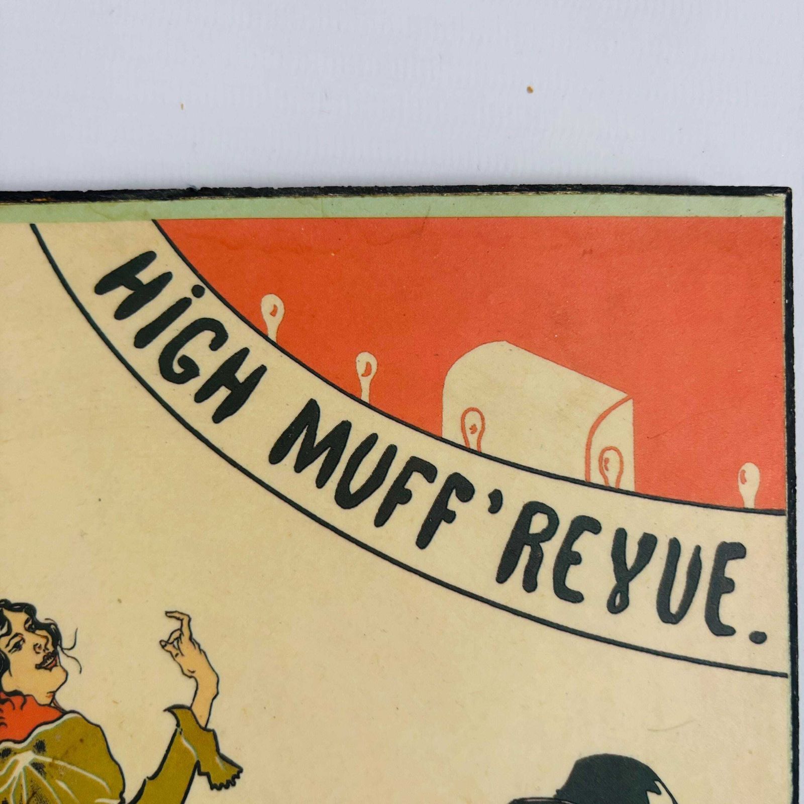 Art Nouveau 'High Muff Revue' Lithograph   French Cabaret Advertisement photo furniture