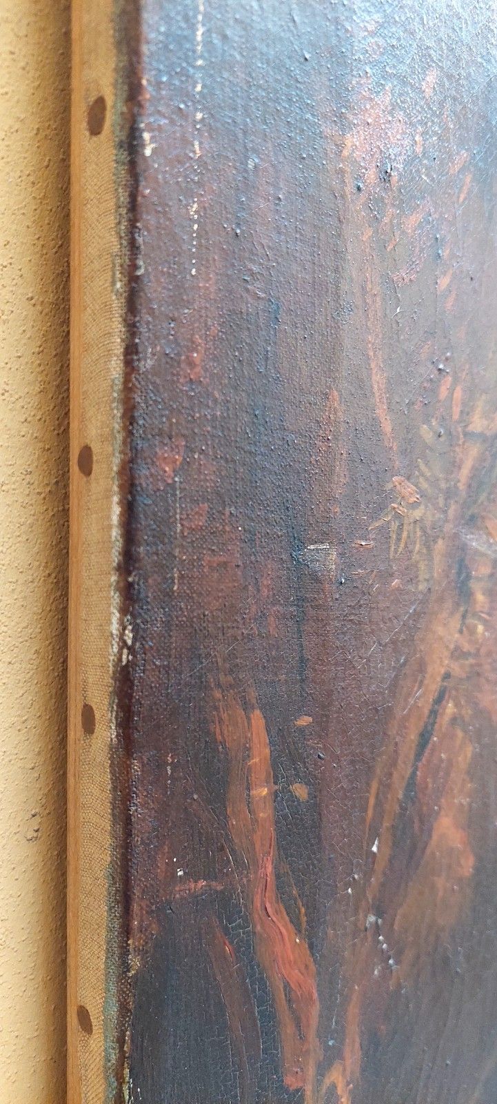 photo for sale Antico Dipinto Olio Tela  Paesaggio Con Ruderi E Personaggi 121x98  Cm