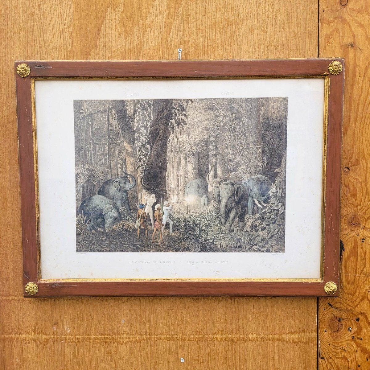 Set Of 7 Framed Engravings, Hunting In Asia, 19th Century photo Art