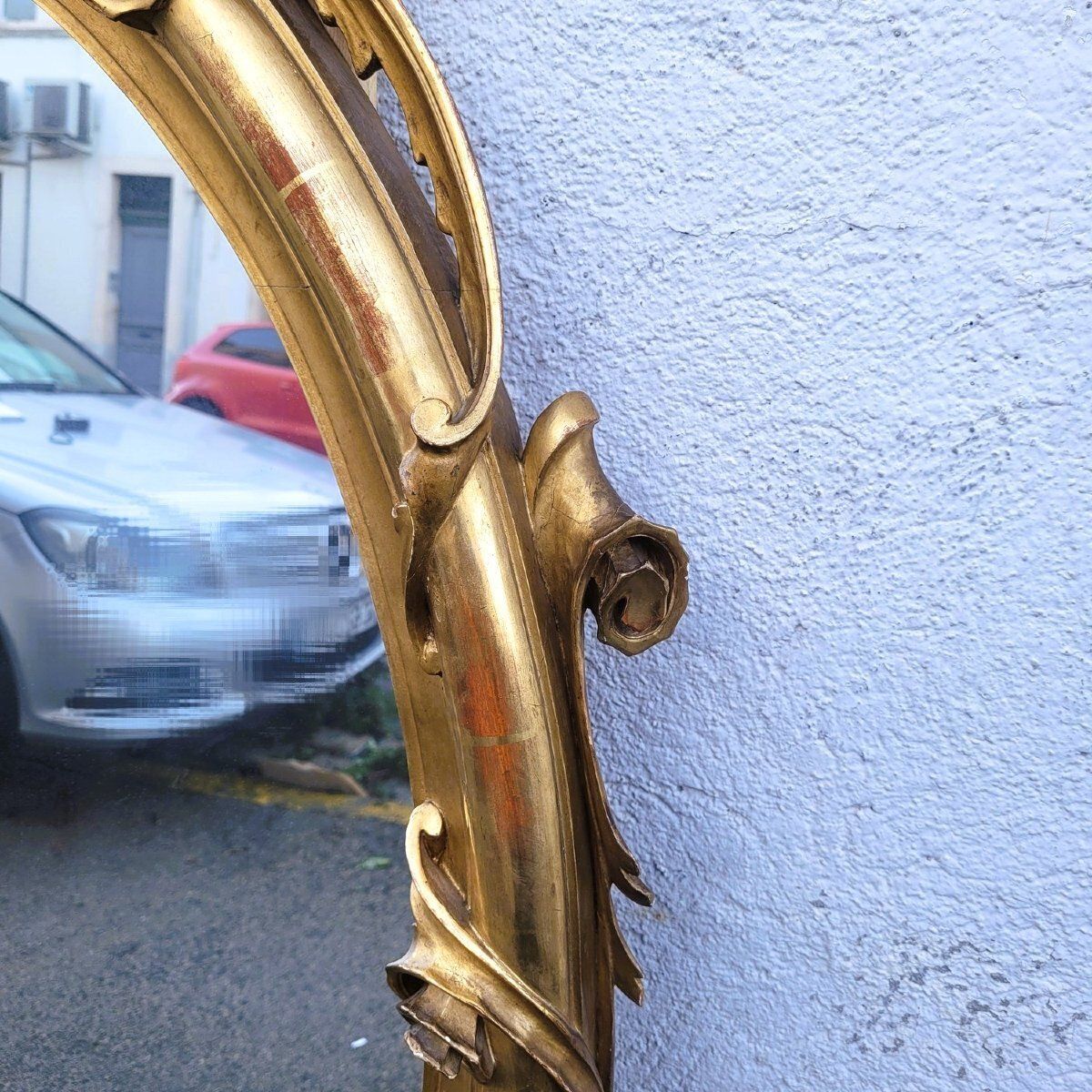 Large Oval Mirror In Carved Gilt Wood, 19th Century photo buy