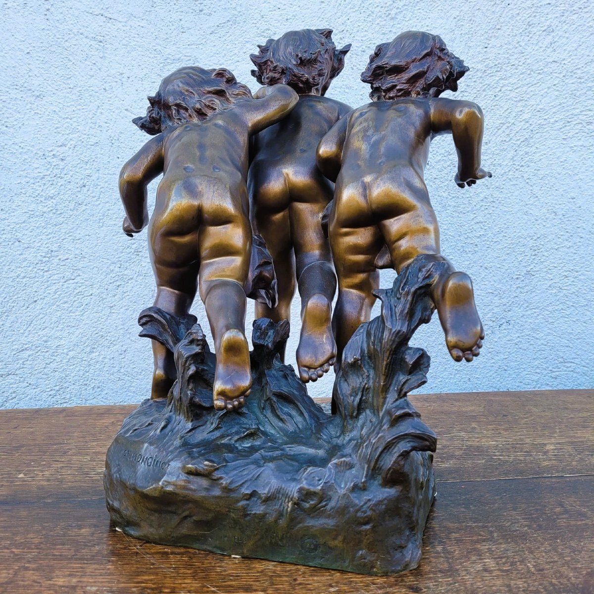 C Monginot, 3 Putti, Signed Bronze, Late 19th/Early 20th Century photo for sale