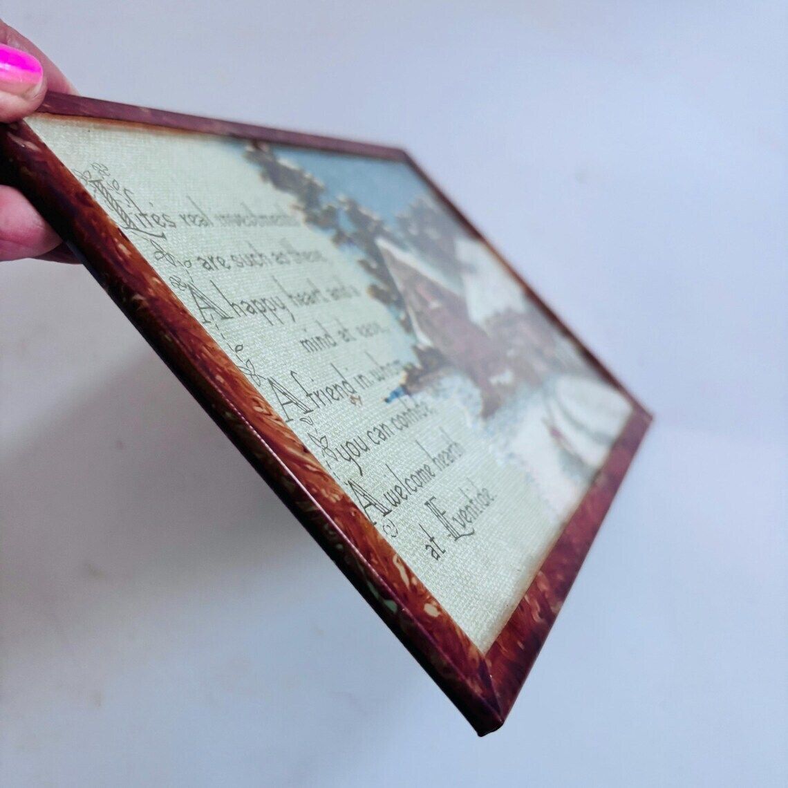 52.0 Vintage 1920s Art Deco Keepsake Plaque In Faux Tortoiseshell Frame Christmas photo