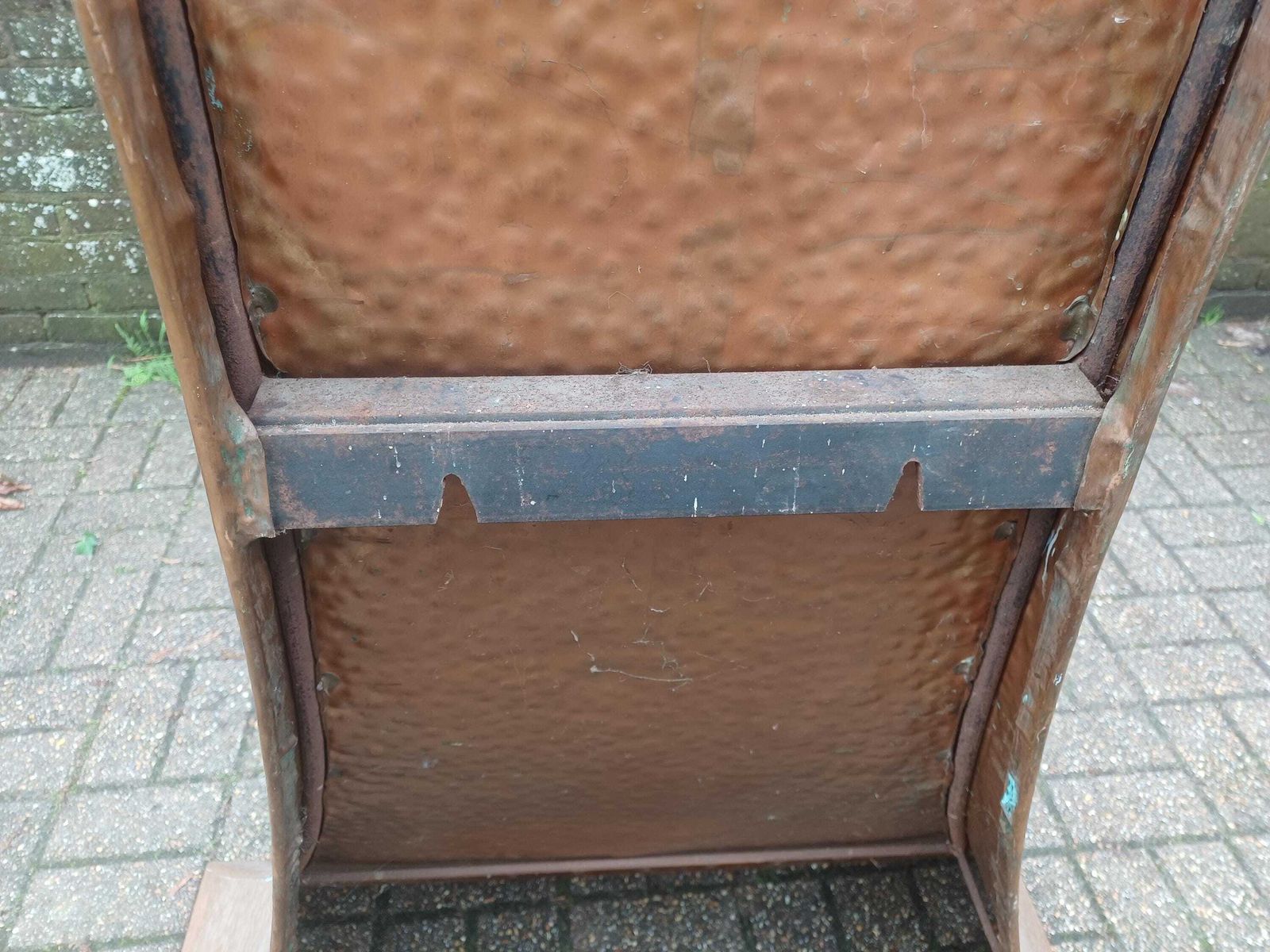 Vintage Solid Copper Fireplace Hood Arts And Crafts Style Retro 1960s 1970s Wall Canopy Surround Rustic Hammered Patina photo 795.0