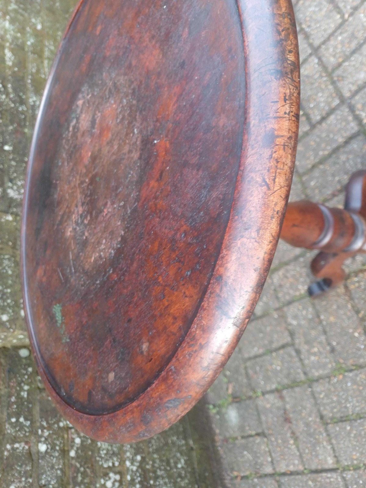 Victorian Mahogany Wine Table Side Table Antique Occasional Lamp Table Tripod Base Turned Column Sturdy Top Deep Patina photo for sale