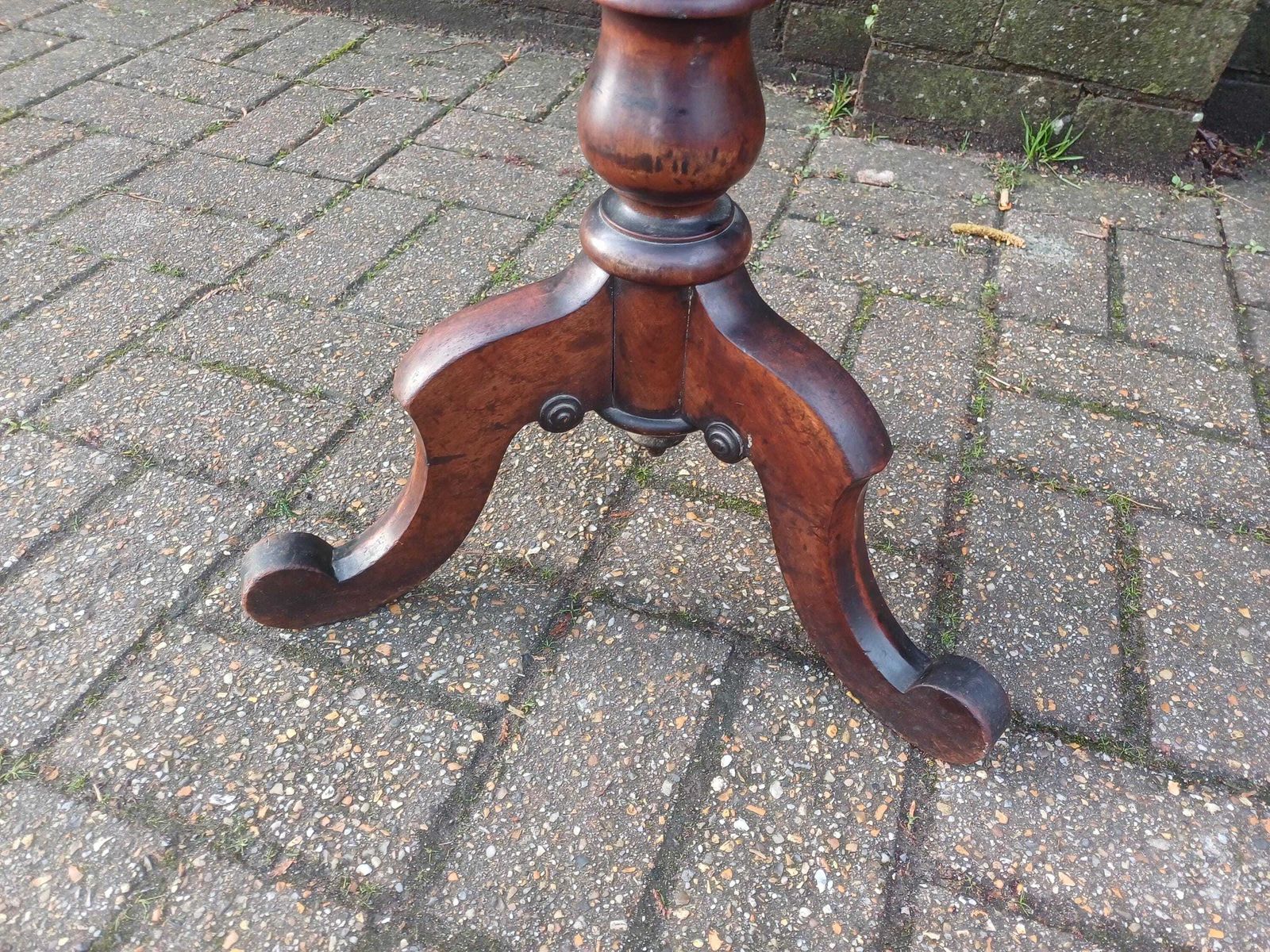 photo buy Victorian Mahogany Wine Table Side Table Antique Occasional Lamp Table Tripod Base Turned Column Sturdy Top Deep Patina
