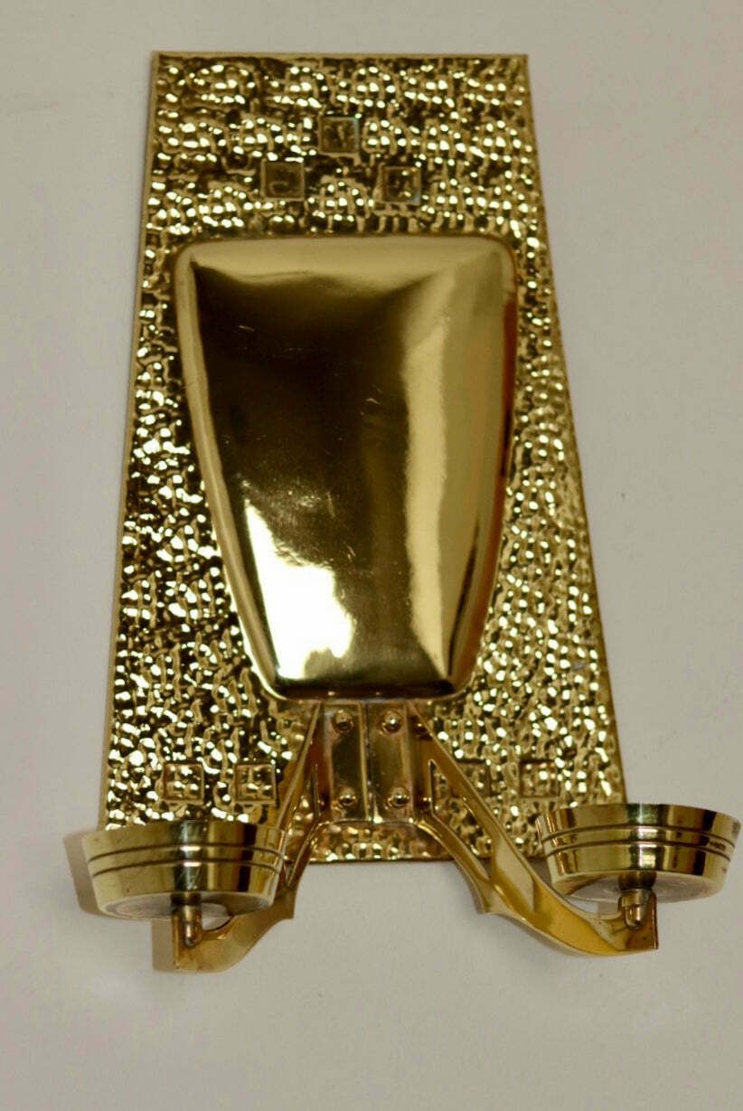 Pair Of Art Nouveau Brass Sconces, Early 20th Century. photo vinterior