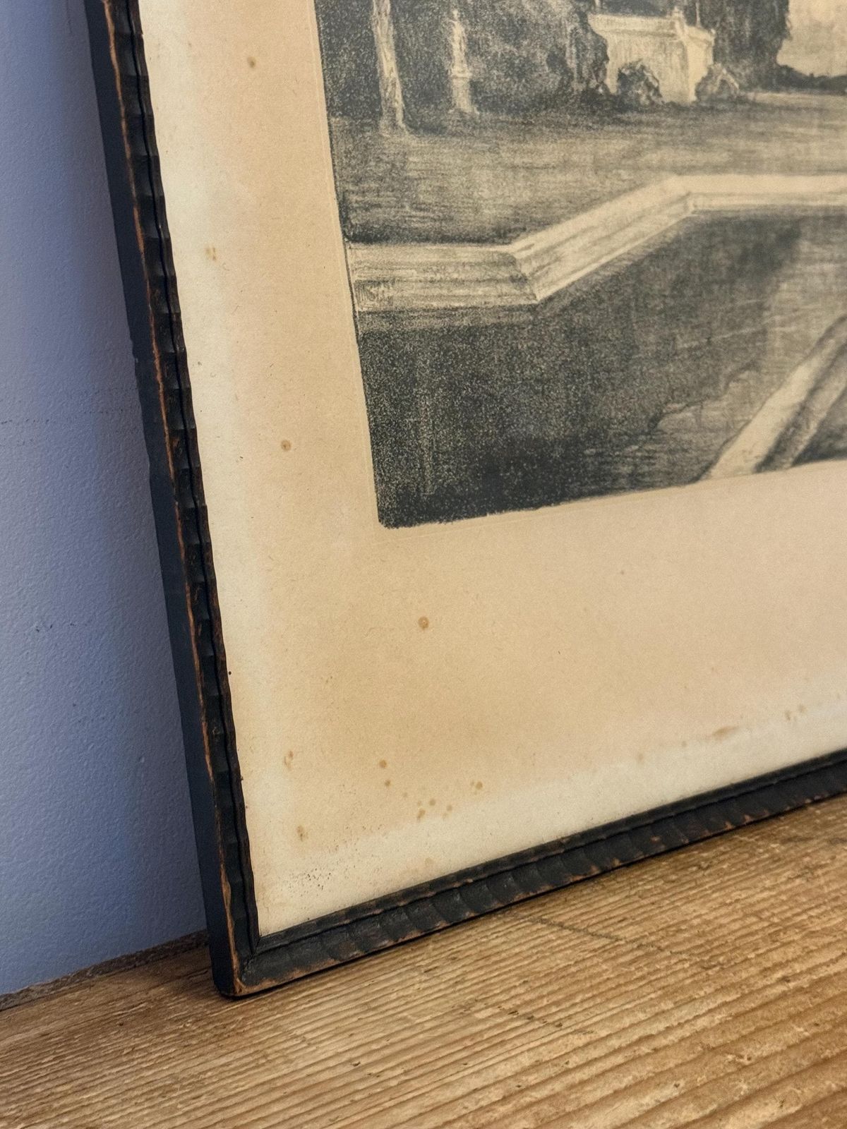 Antique Carved Frame Landscape Sketch photo vinterior