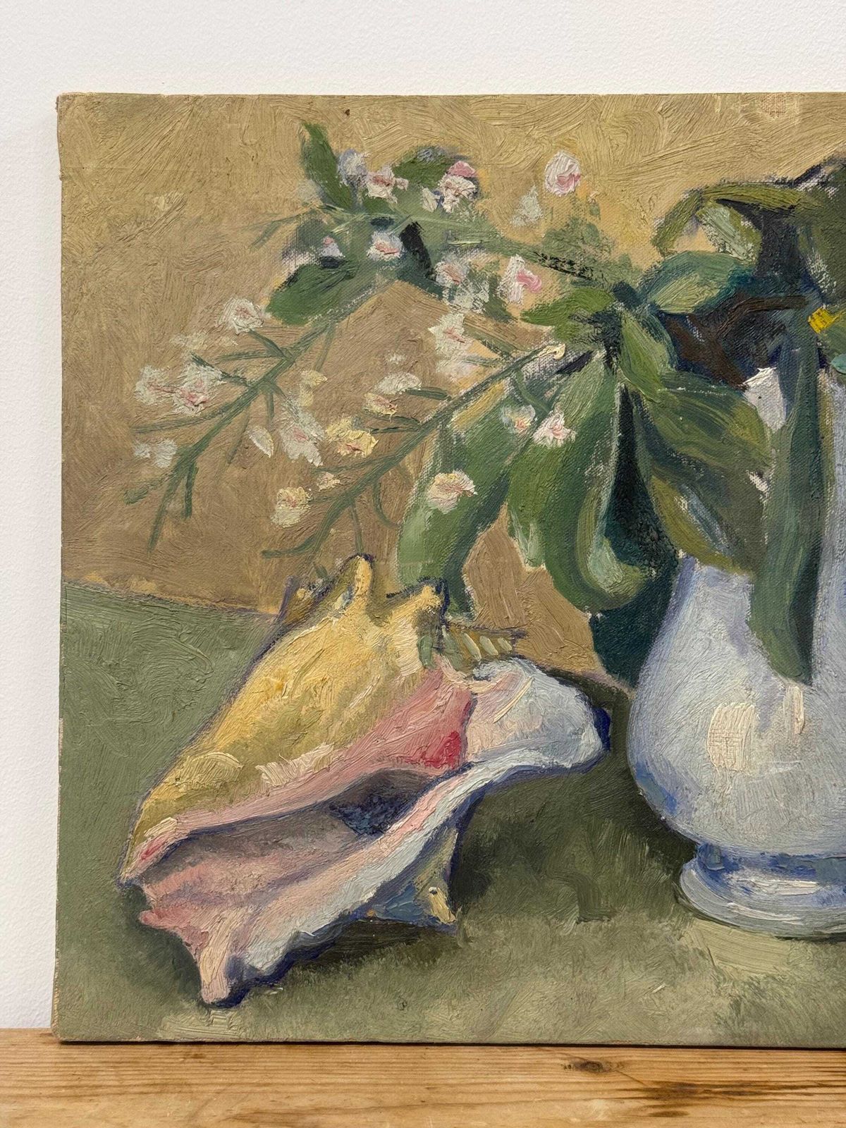 Shell And Floral Still Life Oil Painting photo furniture