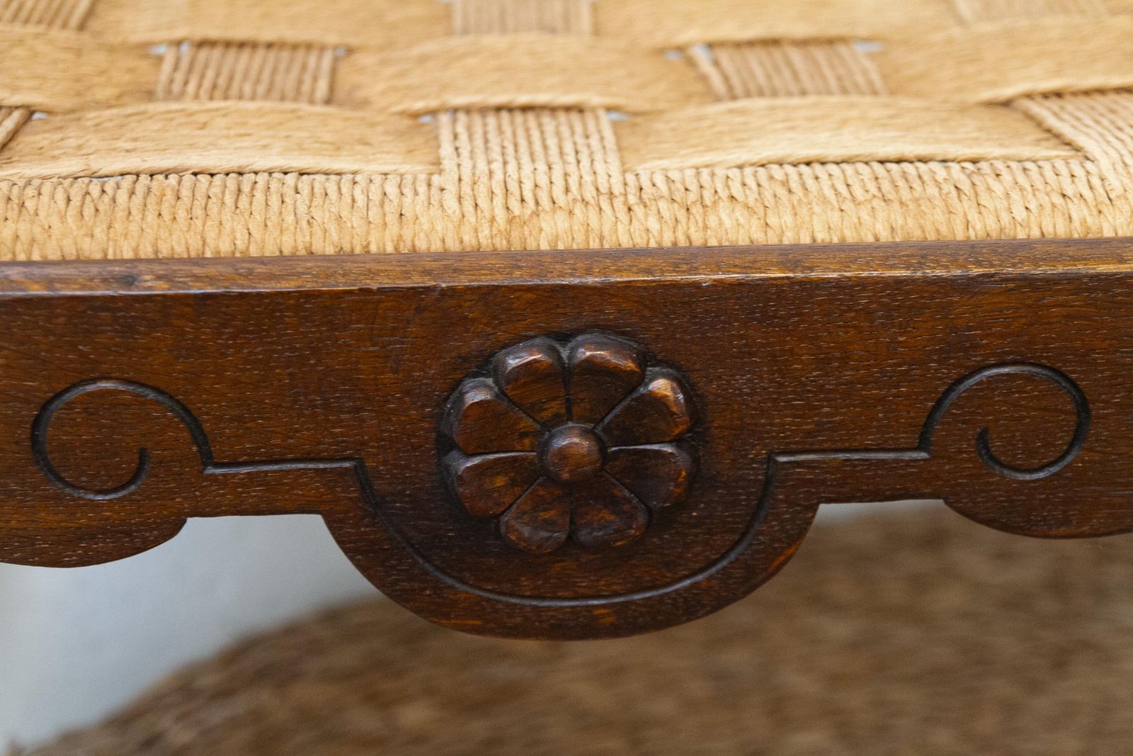 Danish Art Nouveau Lounge Chair In Oak And Papercord, 1930s. photo vinterior