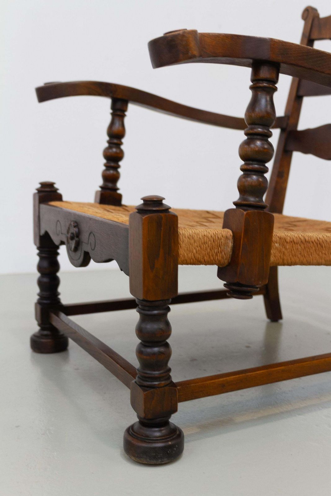 photo buy Danish Art Nouveau Lounge Chair In Oak And Papercord, 1930s.