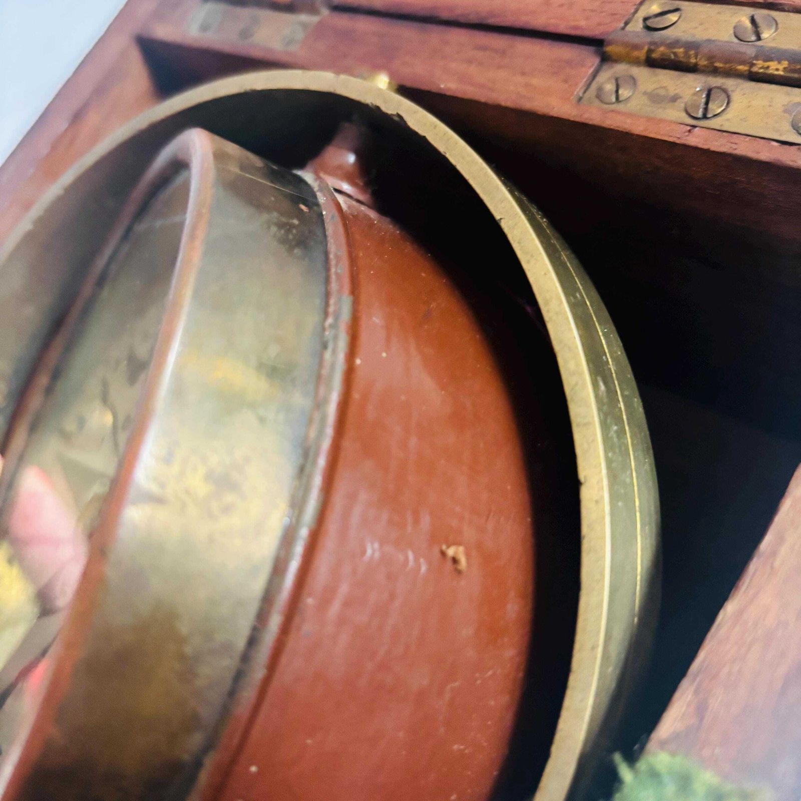Home Decor Antique Ottoman Qibla Compass | 19th Century Islamic Direction Finder In Oak Case/Glass Crack photo