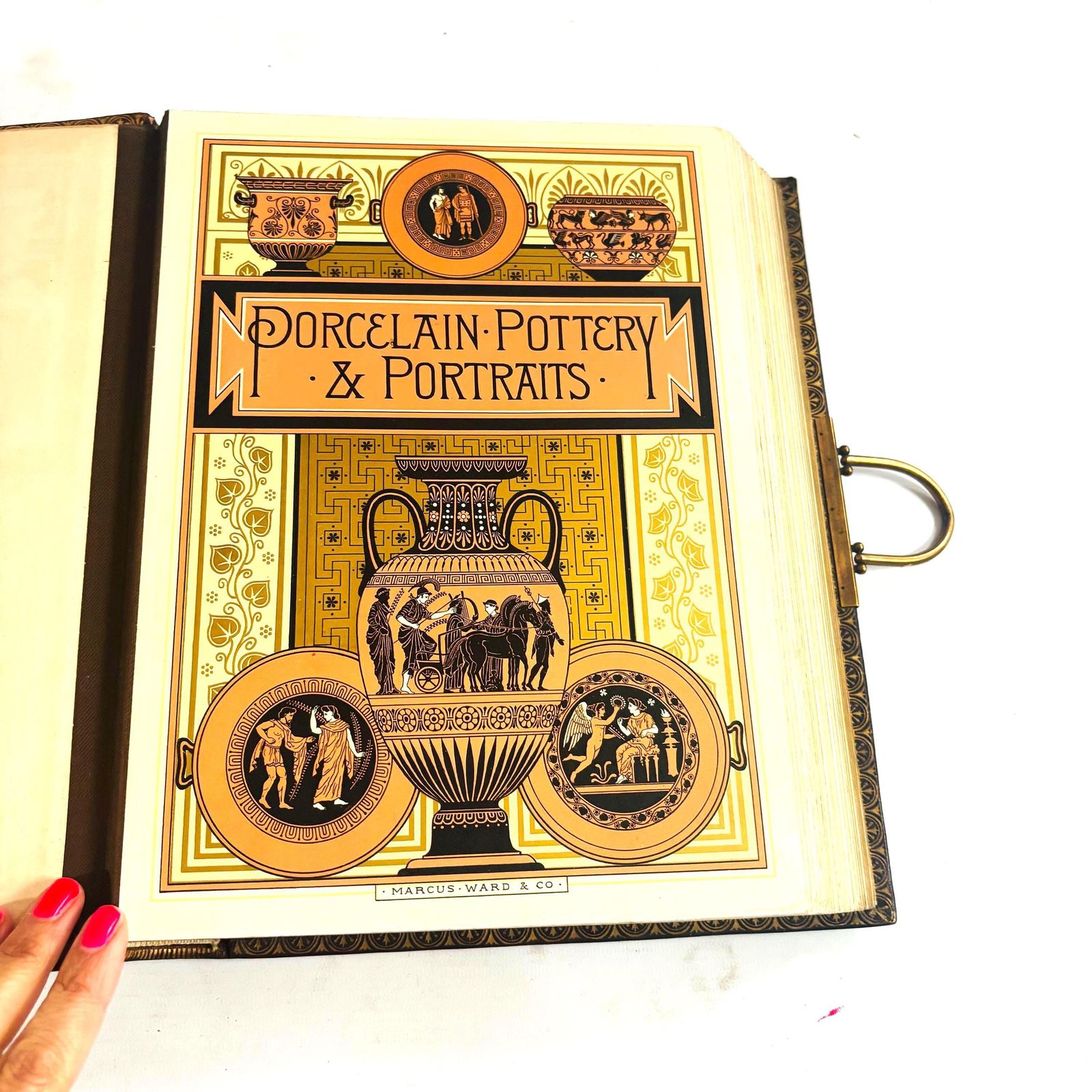 photo furniture Antique Victorian Photo Album, Marcus Ward And Co, Pottery And Portraits