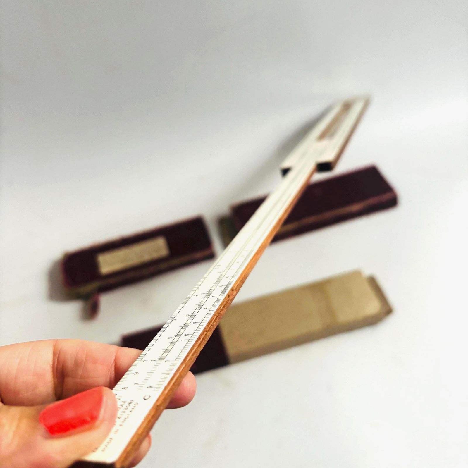 1940s British Simplon Bilateral Duplex Model Trigonometric Scales Sine, Log, And Tangent: Original Box