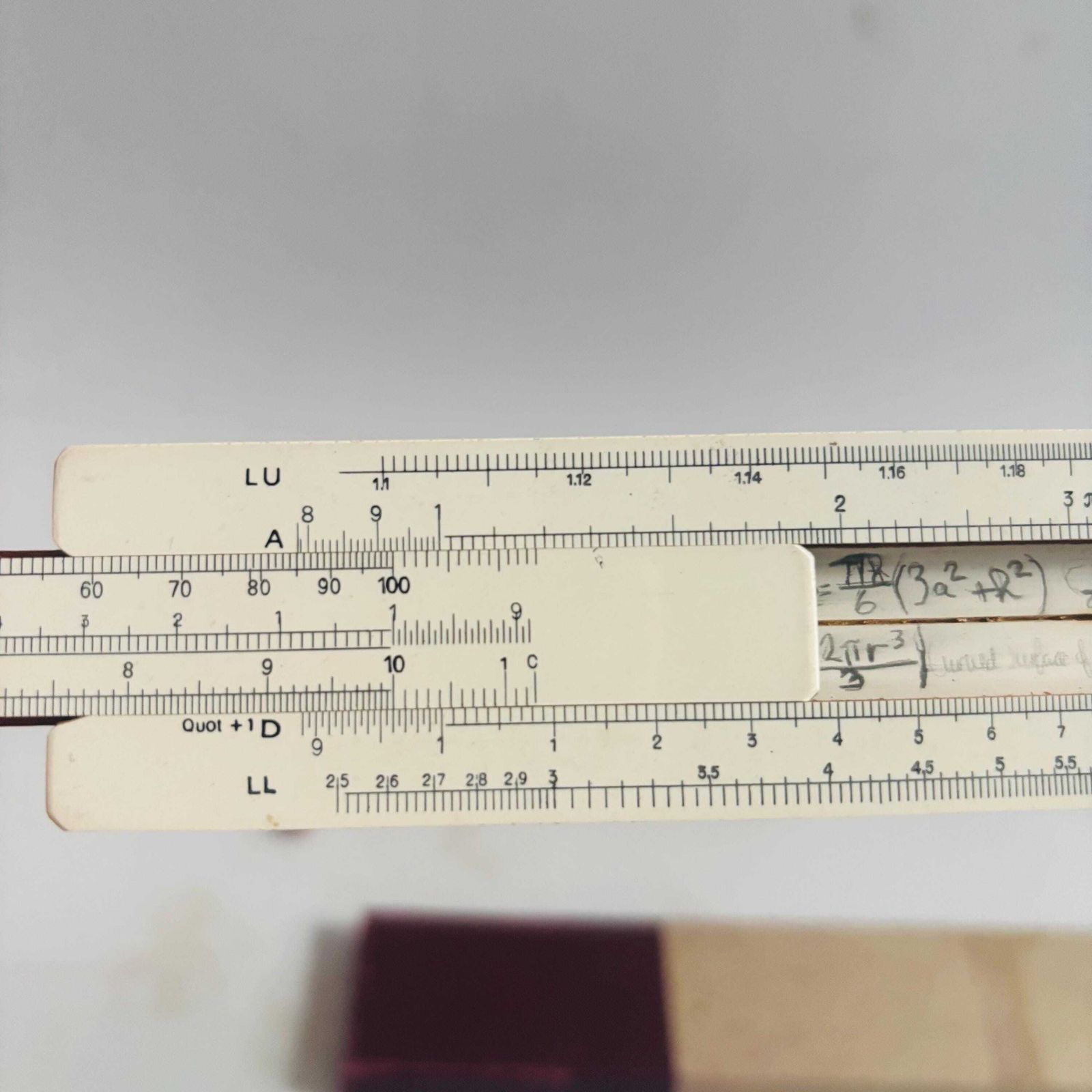 photo vinterior 1940s British Simplon Bilateral Duplex Model Trigonometric Scales Sine, Log, And Tangent: Original Box