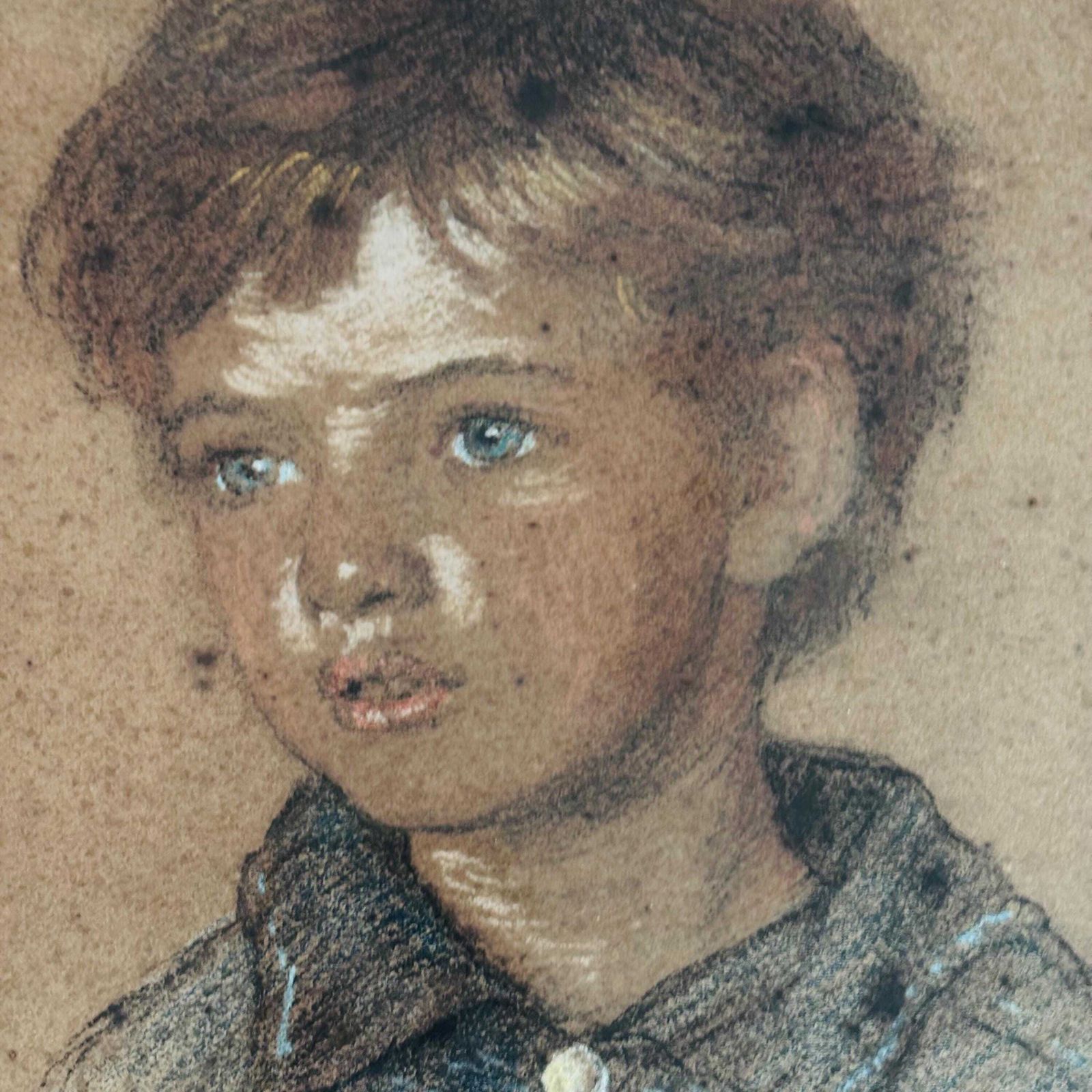 Antique Pastel Portrait Of A Child By Kathleen Streadfield | British Suffragette Artist | Royal Academy Trained |1909 photo for sale