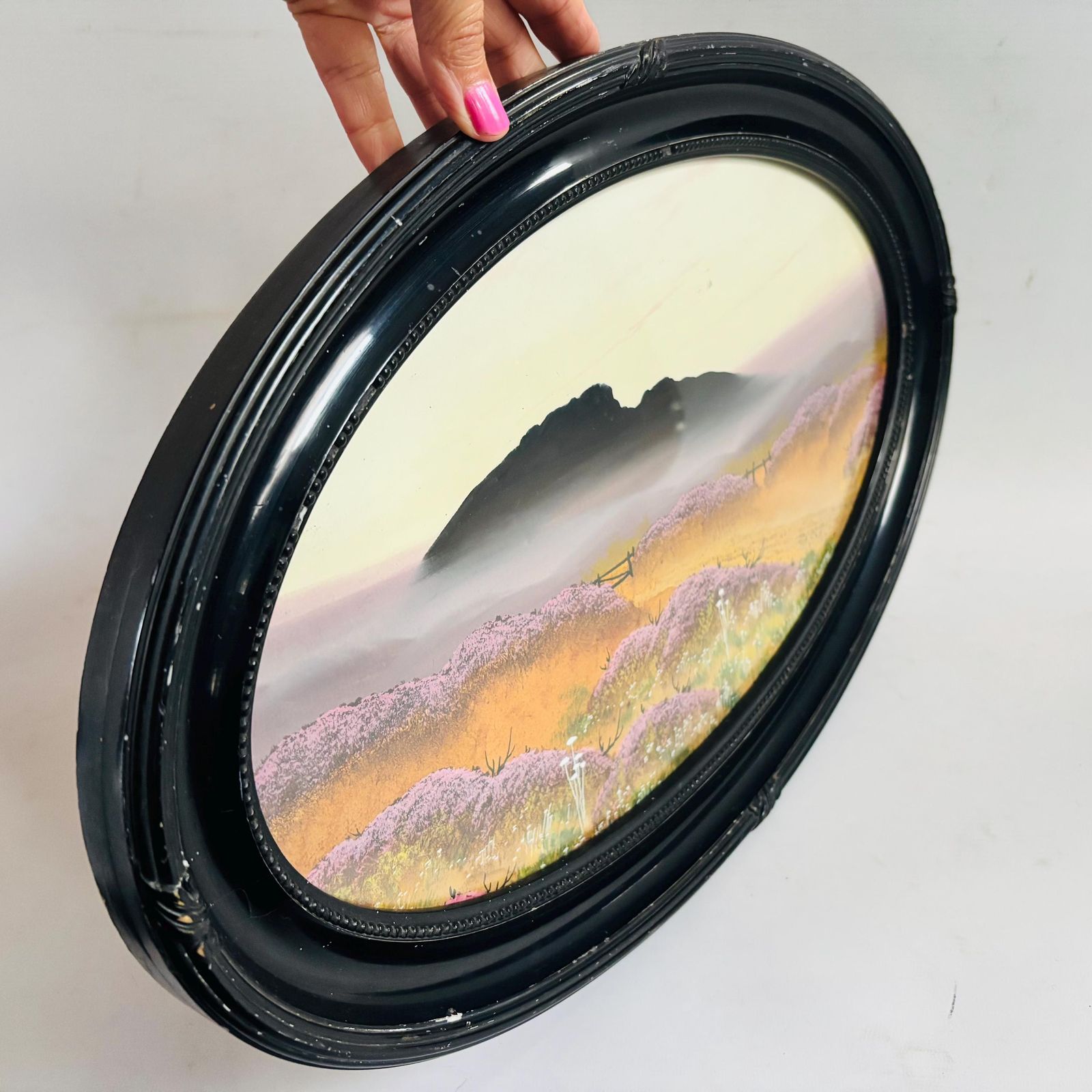 Antique Oval Landscape Painting In Original Ebonised Frame – English Moorland Scene C.1900 photo for sale