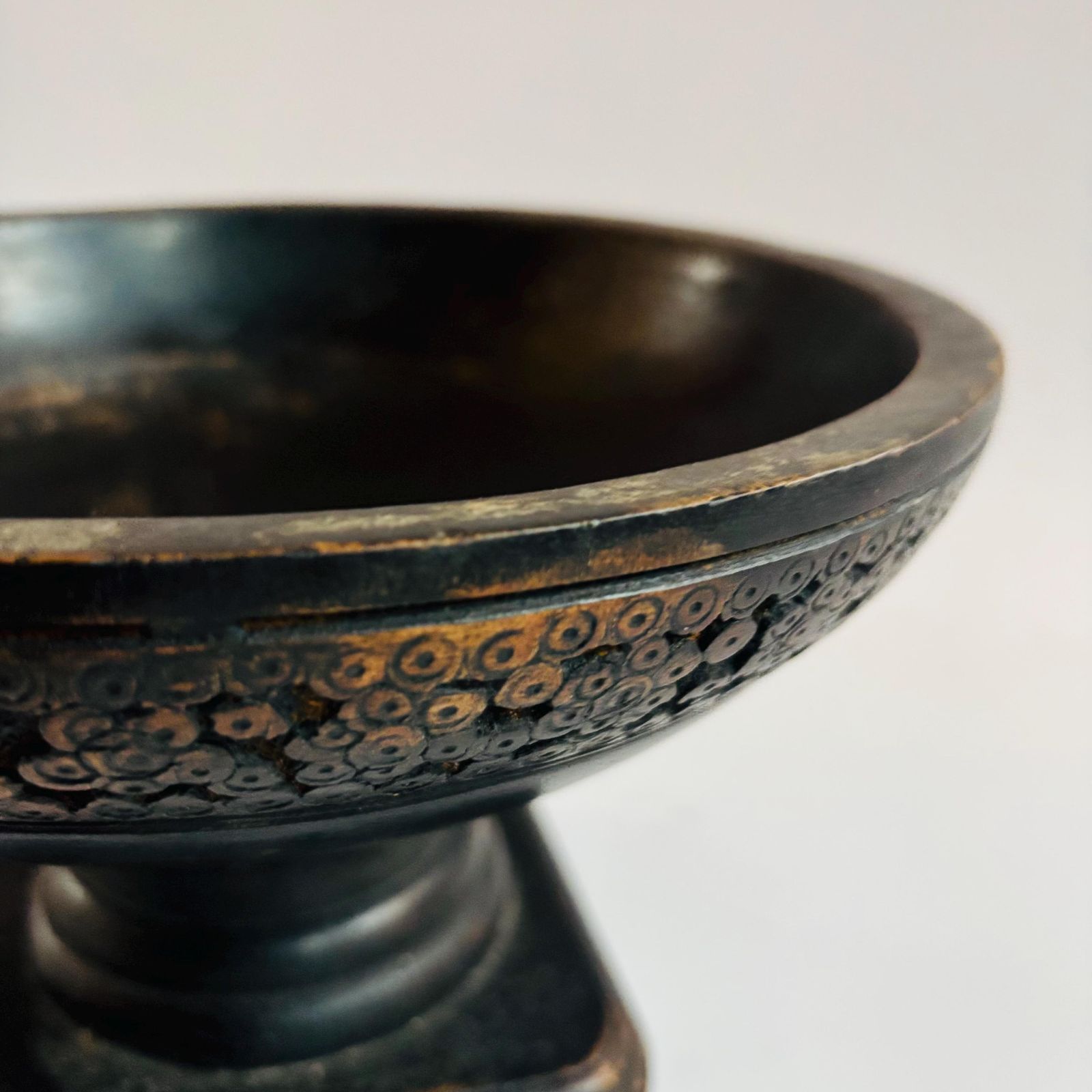 photo for sale Antique Elm Wood Centerpiece: Rustic Handcrafted Fruit Bowl