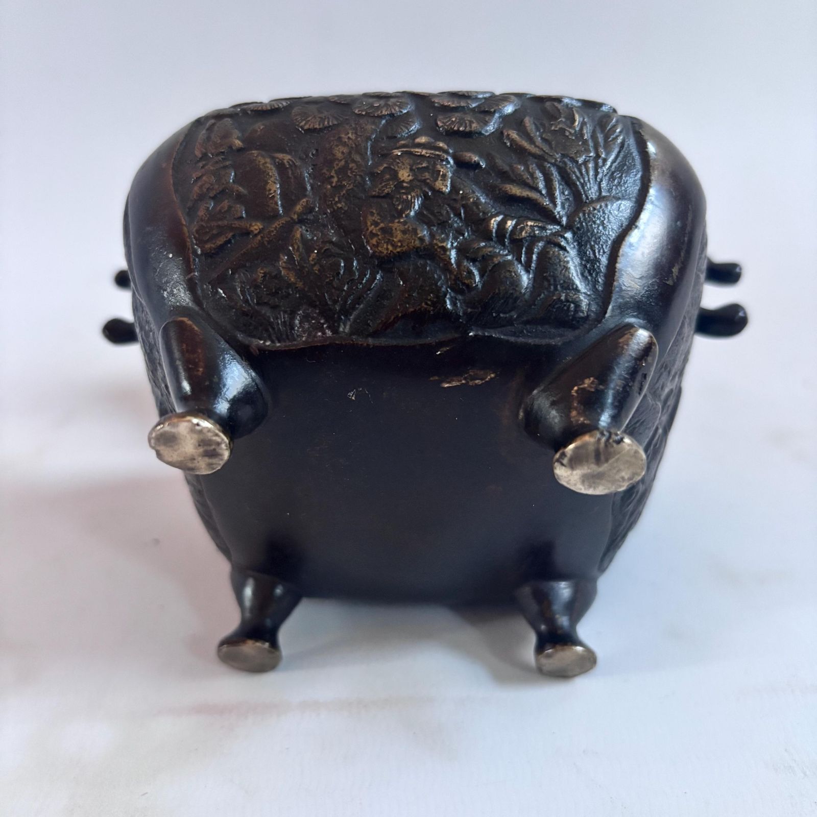 Rare 1890 1920s Collector Meiji Japanese Koro Bronze Incense Burner Smoking Box Foo Dog Antique photo 185.0