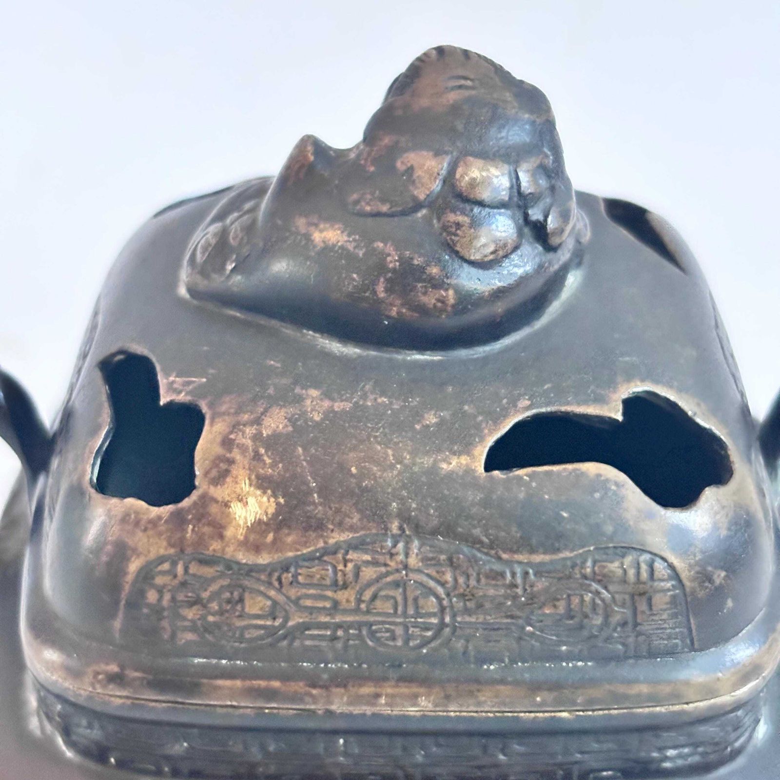 185.0 Rare 1890 1920s Collector Meiji Japanese Koro Bronze Incense Burner Smoking Box Foo Dog Antique photo