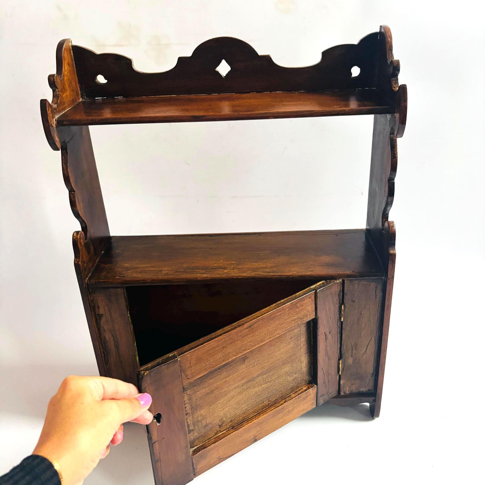 Antique Arts & Crafts Solid Hardwood Or Oak Hallway Cabinet Shelf Chic Decor Interior Design photo Furniture