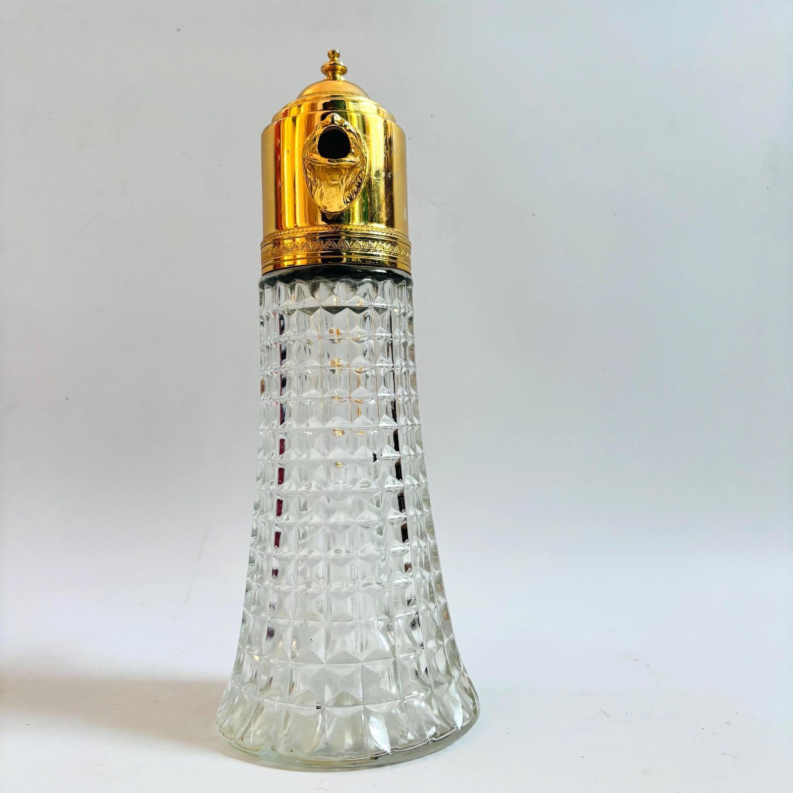Vintage Italian Cut Crystal Claret Jug: Gilt Dolphin Head, 1940s Barware photo vinterior
