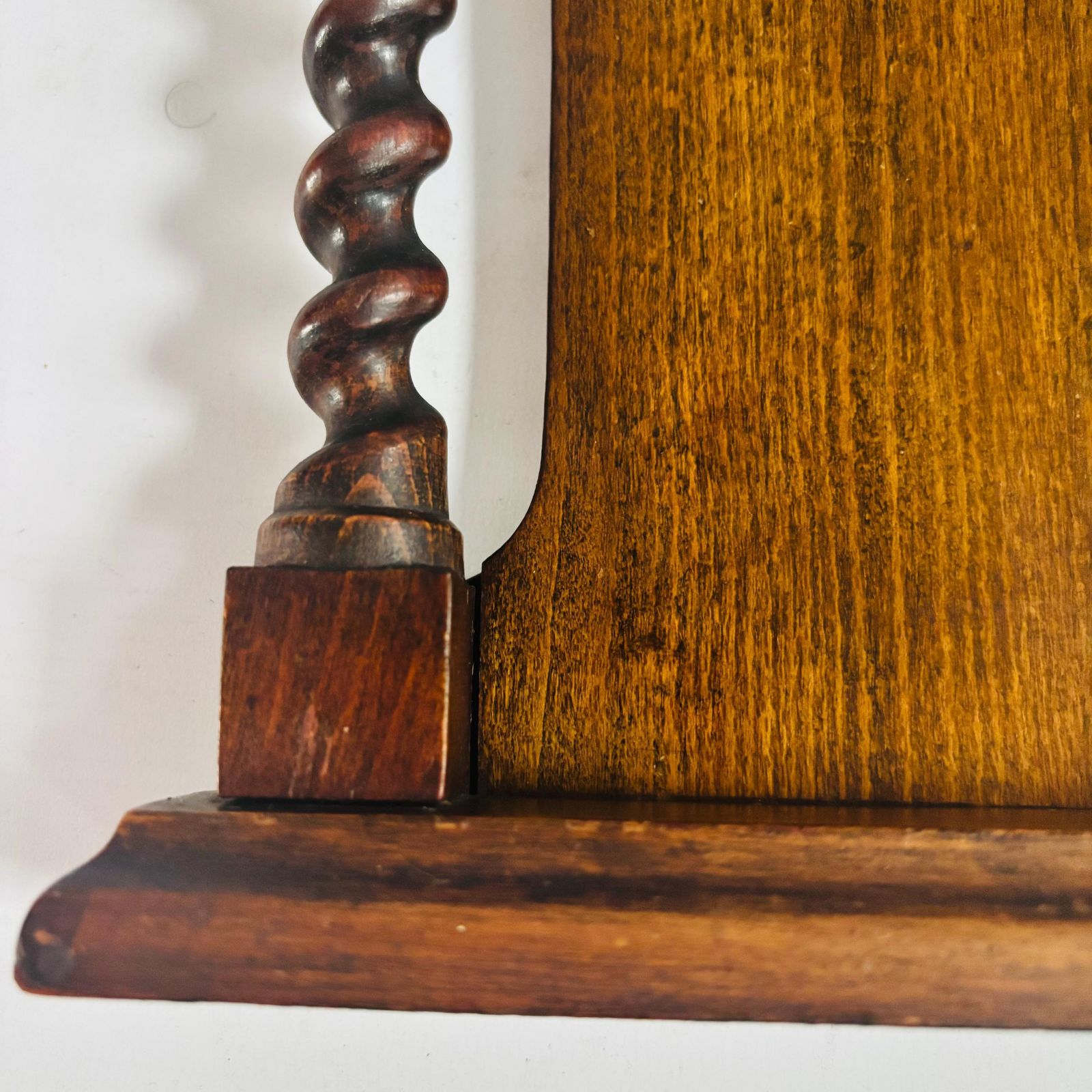 Antique Edwardian Twisted Mahogany Entrance Hall Mirror: Beveled Round Mirror & Key Hooks photo for sale