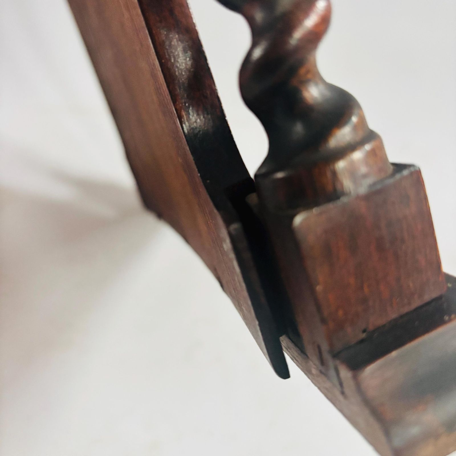 photo for sale Antique Edwardian Twisted Mahogany Entrance Hall Mirror: Beveled Round Mirror & Key Hooks