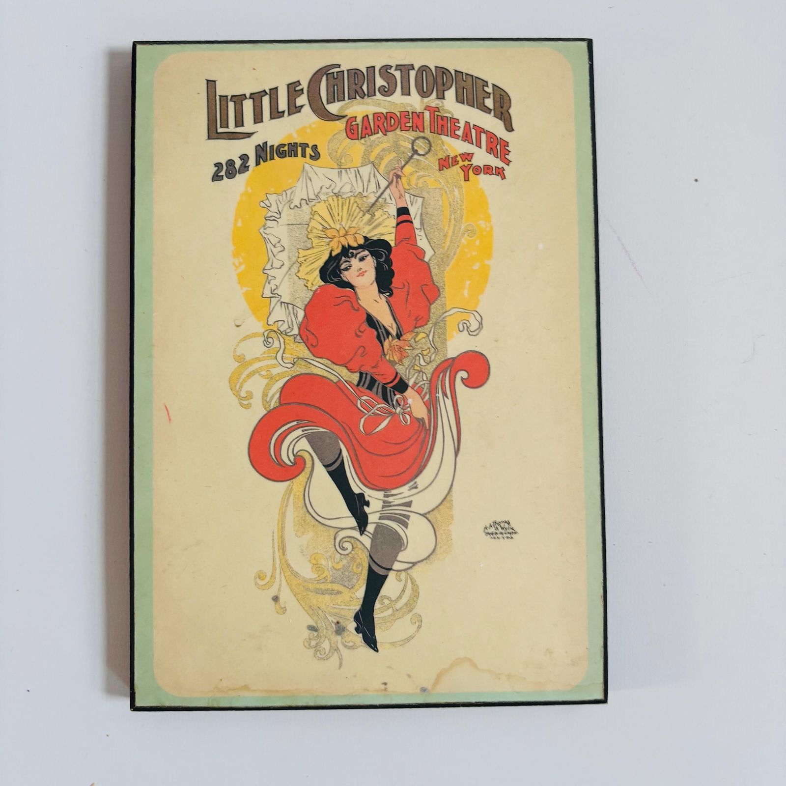 Art Nouveau Lithograph: Little Christopher Garden Theatre Mounted Print photo buy