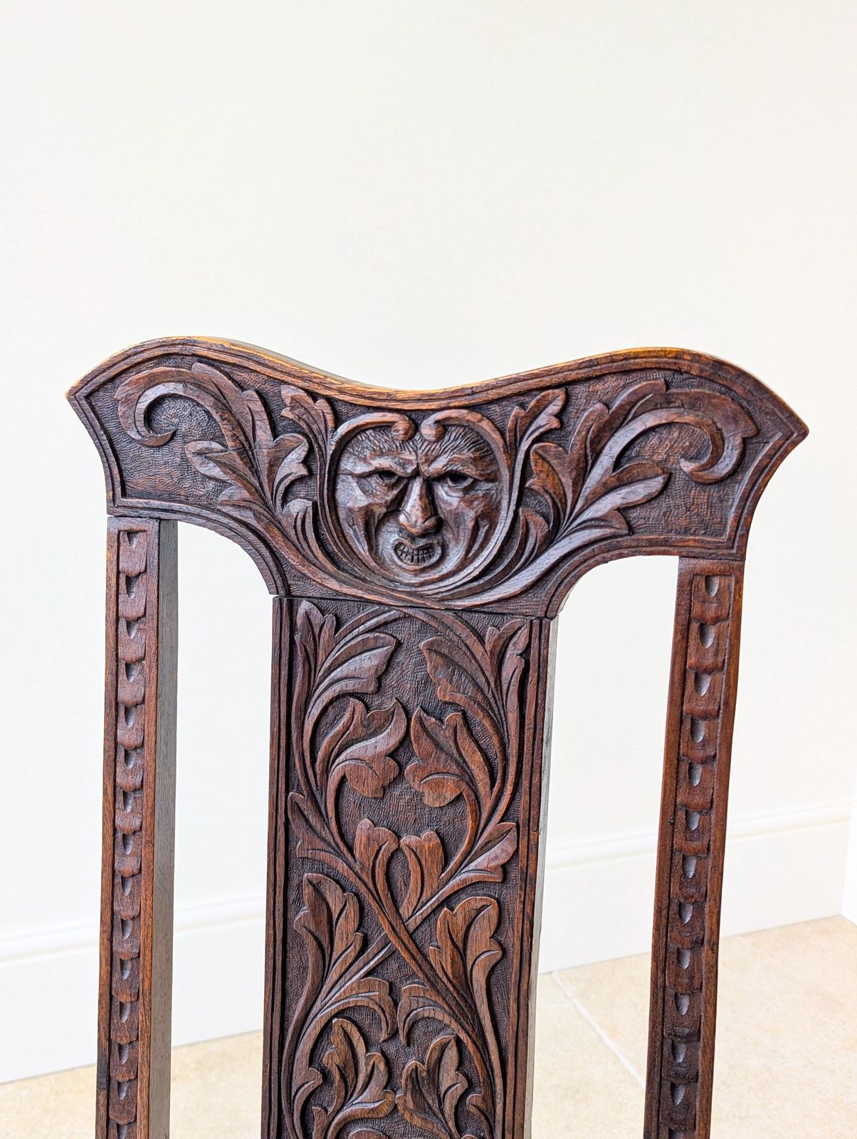 Antique Victorian Carved Oak Green Man Side Chair C.1890 photo buy