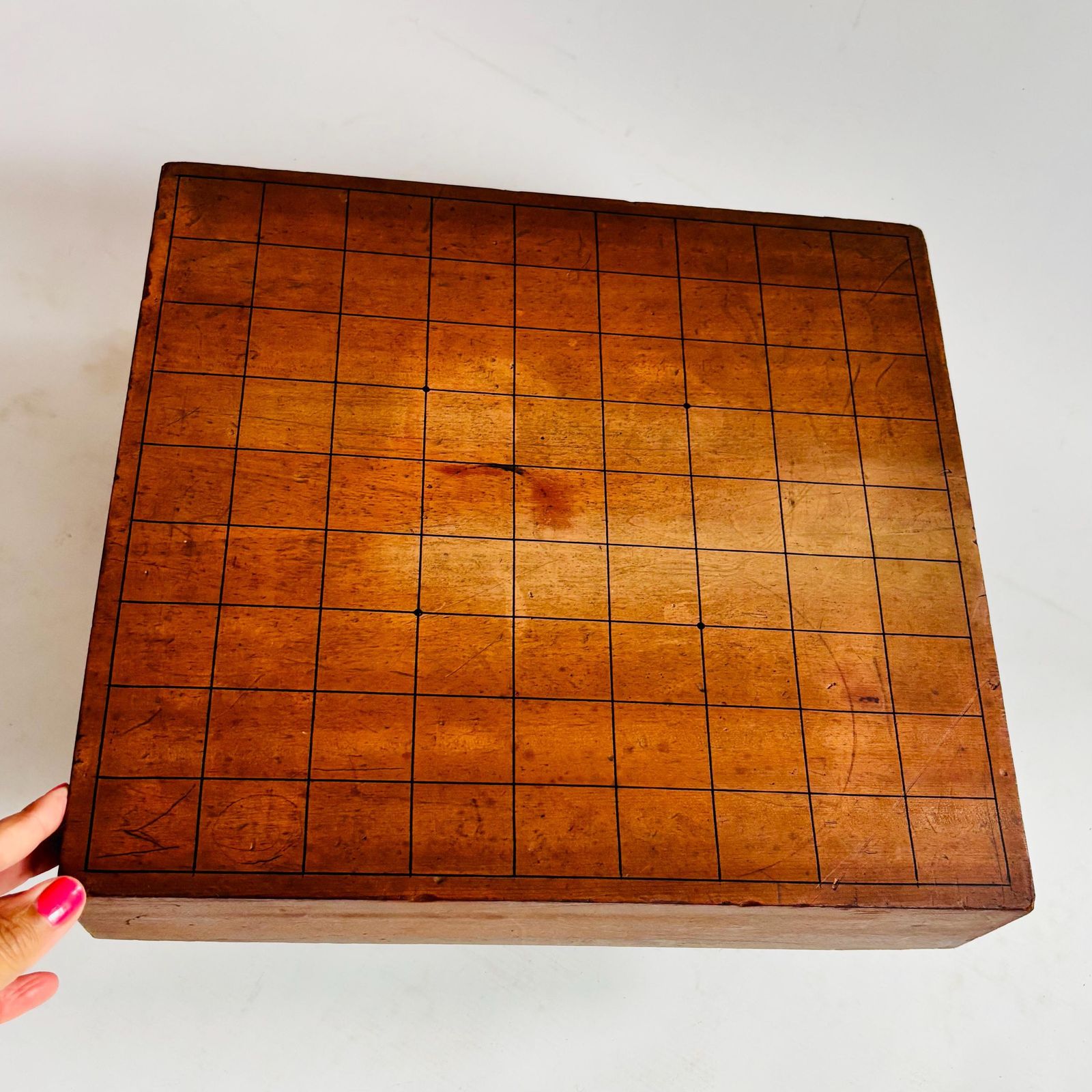 photo vintage Antique Kaya Or Zelkova Wood Shogi Go Table: 100 Year Old Wood Japanese Board