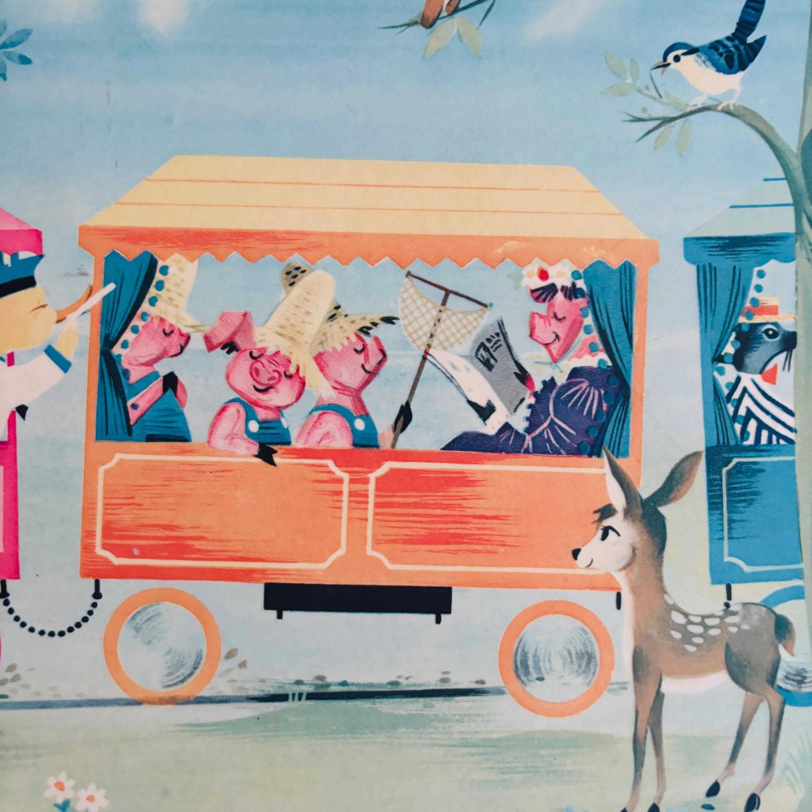photo for sale Vintage Patricia Barton Print: Seaside Express Train, Nursery Decor (76x26 Cm)