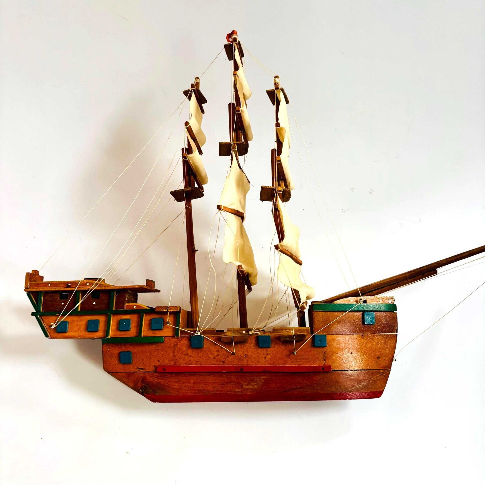 Antique Colombian Galleon Ship: Folk Art Maritime Decor