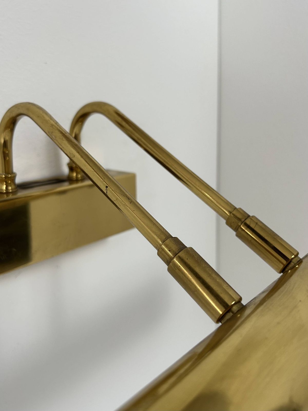 Pair Of Vintage Adjustable Wall Lights In Patinated Brass, France, 1970. photo 476.0