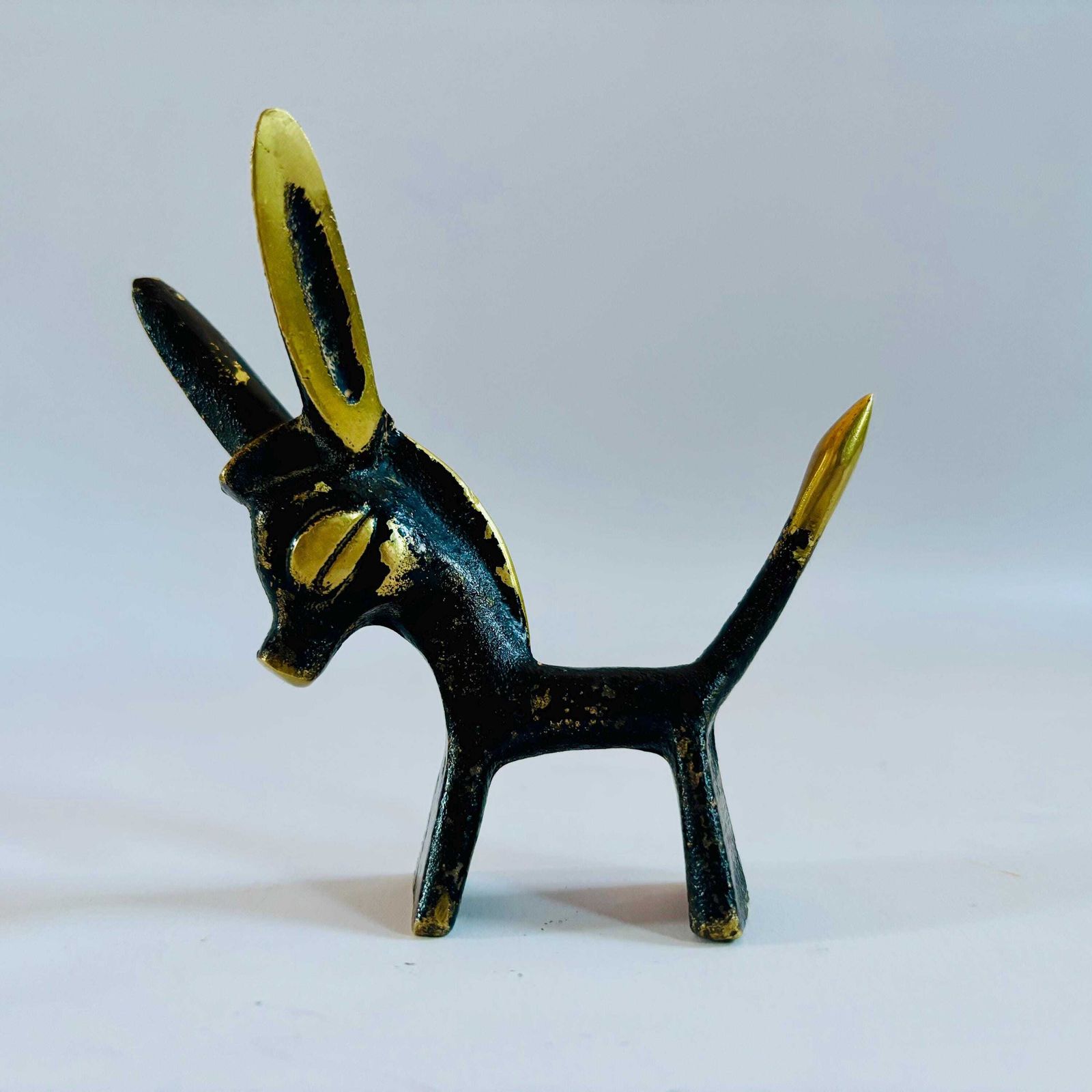 photo for sale Walter Bosse Brass Donkey Figurine: Mid Century Modernist Design