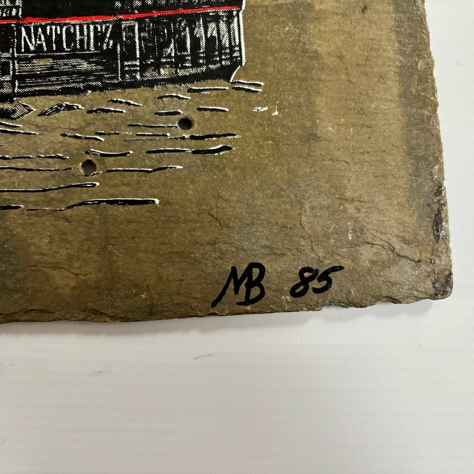 Antique Steamboat Natchez Slate Art: Hand Painted New Orleans Scene photo furniture