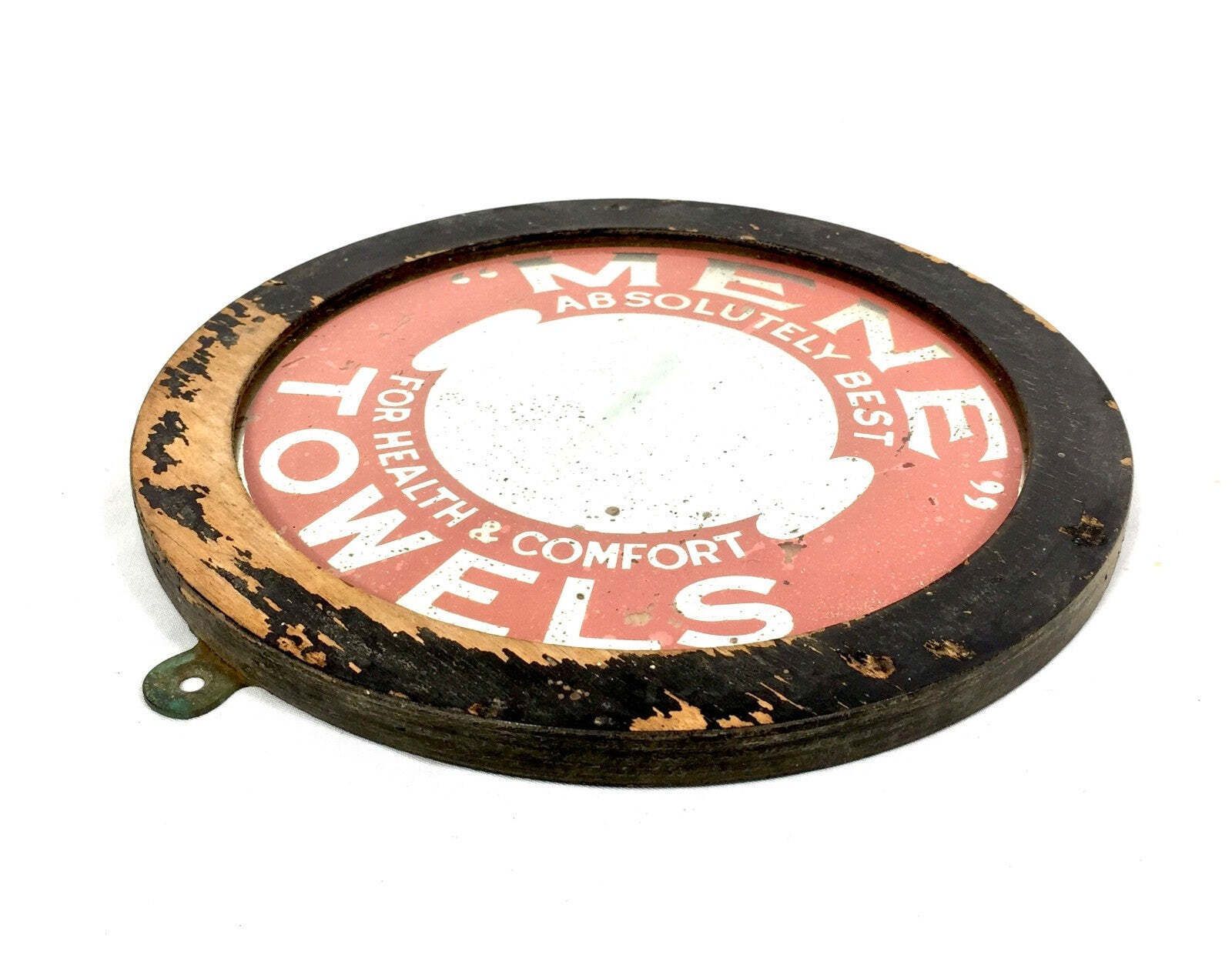 Antique Advertising Mene Towels Mirror / Sign / Wall Hanging C.1930 / Bathroom photo Home Decor