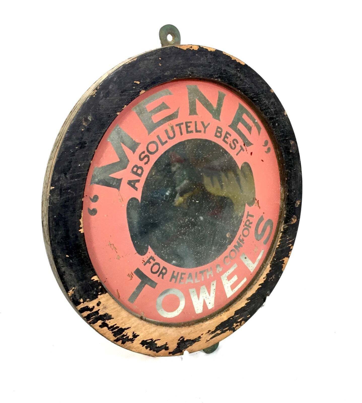 Antique Advertising Mene Towels Mirror / Sign / Wall Hanging C.1930 / Bathroom photo 139.0