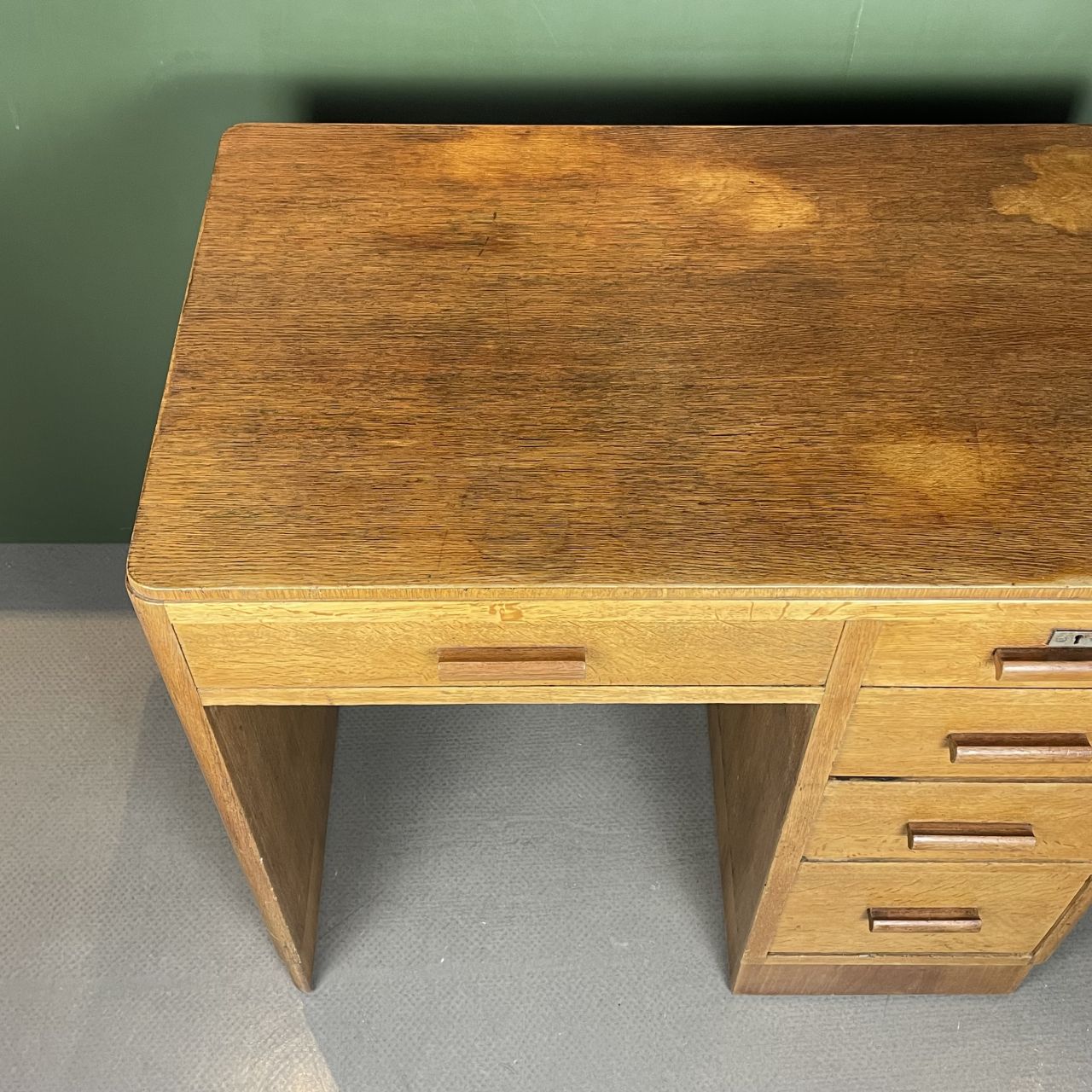 Art Deco Single Pedestal Wooden Desk photo Furniture