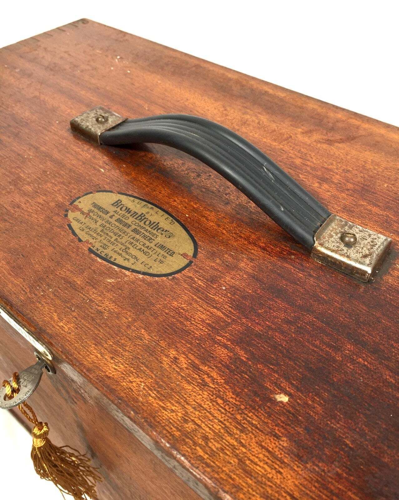 photo furniture Antique Wooden Engineers Toolbox / Collectors Cabinet By Emir With Key C.1950