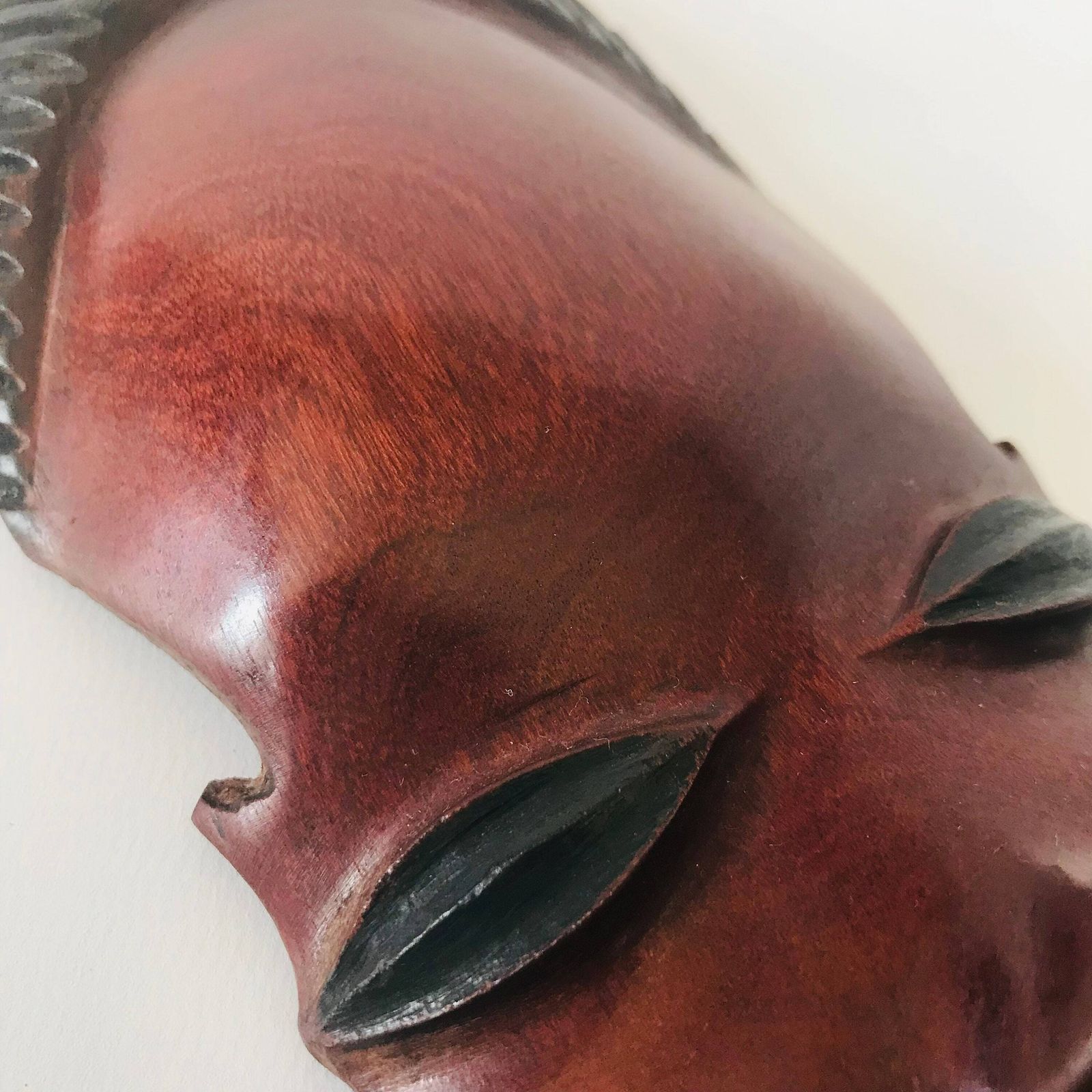 Mid Century Ebony Wood Lady Face Mask   1970s African Decor photo Art
