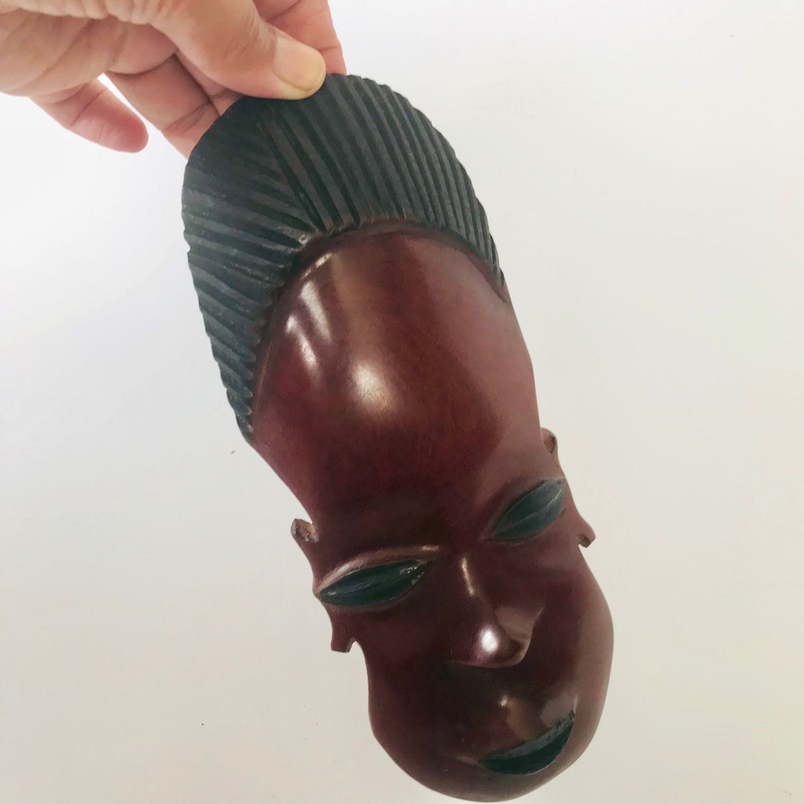 Mid Century Ebony Wood Lady Face Mask   1970s African Decor photo buy