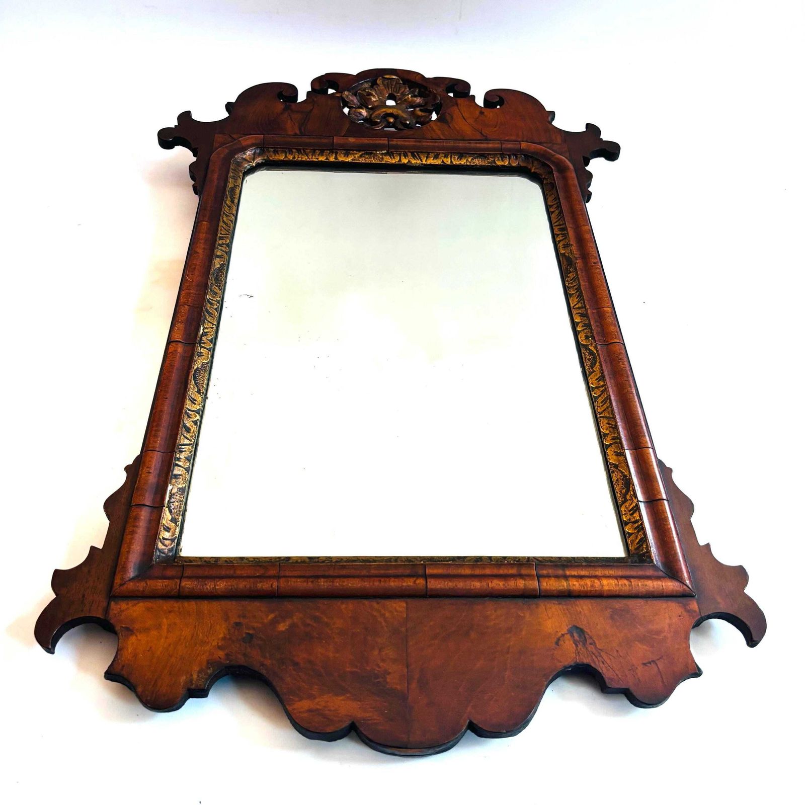 Rare 19c Collectors Antique Chippendale Revival Edwardian Mirror Victorian Marquetry Mahogany
