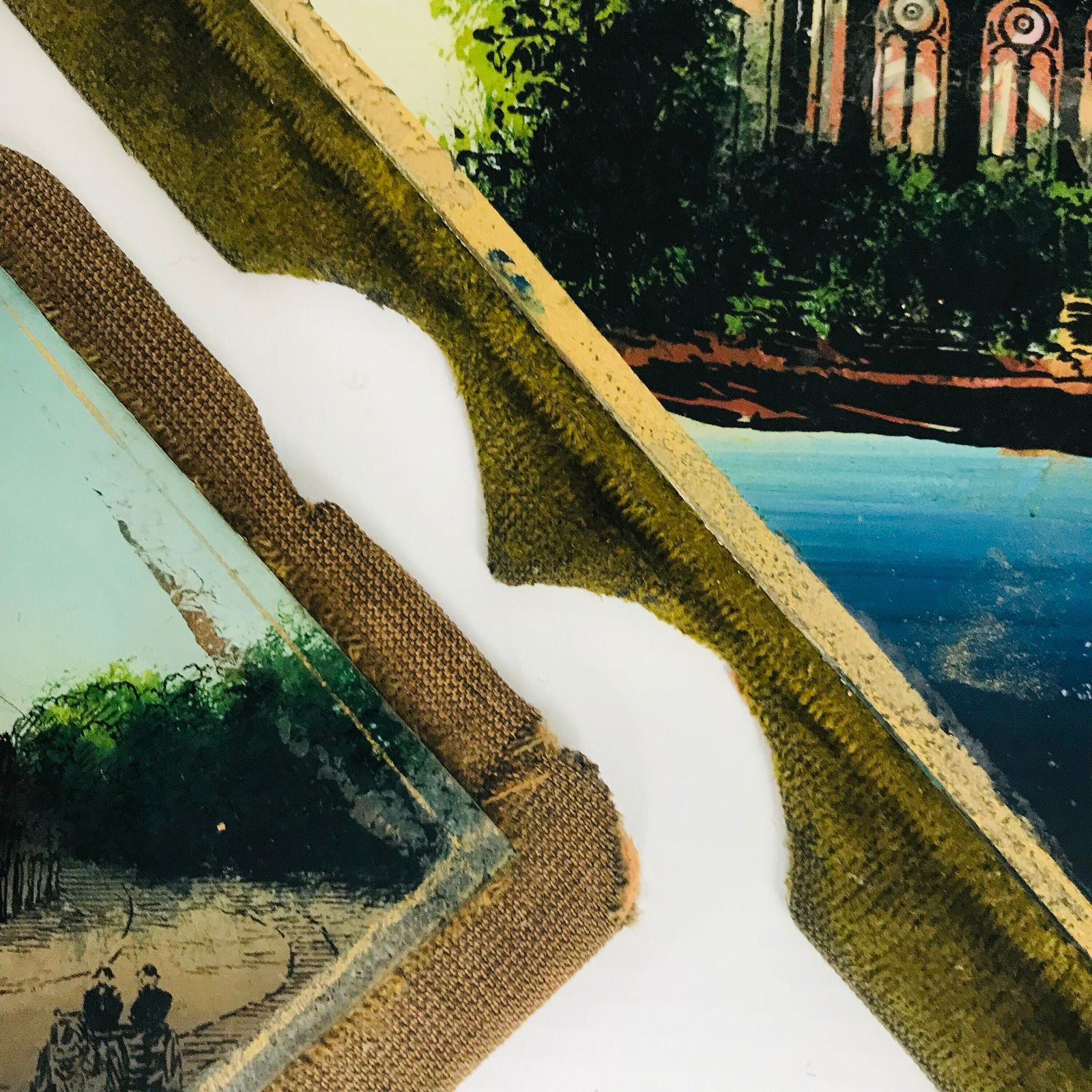 photo furniture Pair Of Antique Reverse Glass Paintings: Burns Cottage & Alloway Church, Scotland