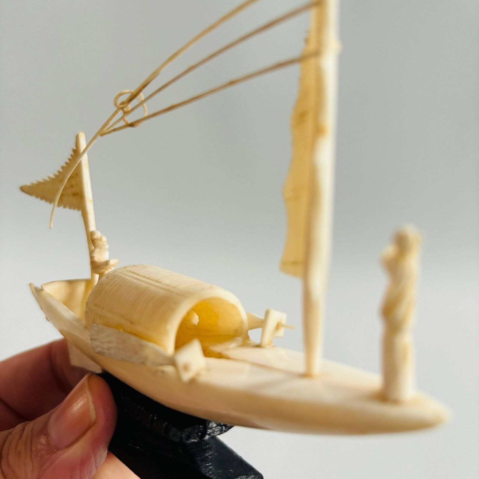 Antique Chinese Resin Ship Miniature: Fisherman Boat Ornament photo furniture