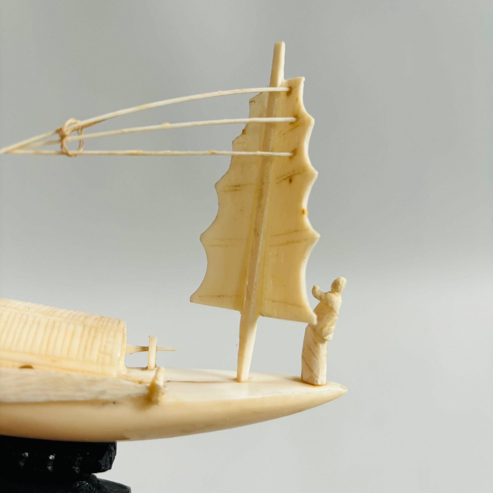 photo for sale Antique Chinese Resin Ship Miniature: Fisherman Boat Ornament