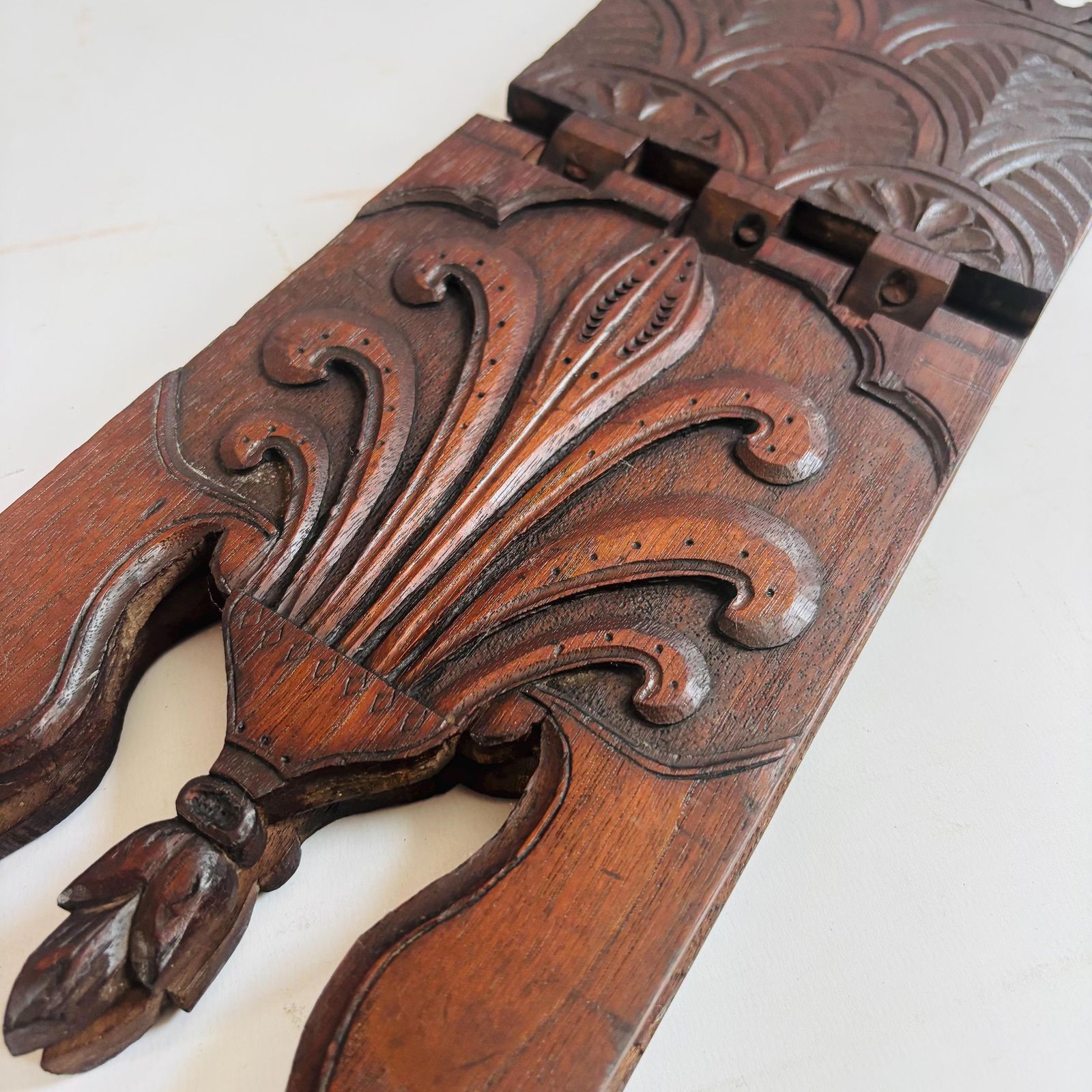Antique Elm Wood Quran Stand: 19thc Anglo Indian Folding Lectern photo vintage