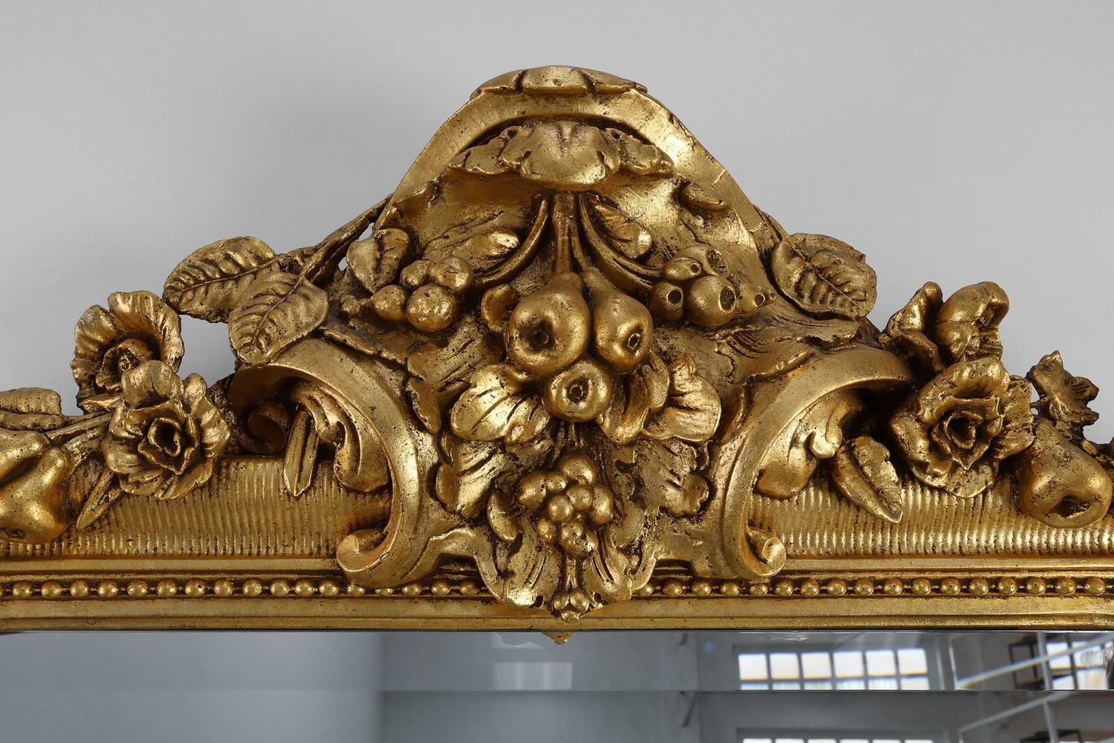 Baroque Mantel Mirror In Carved Wood And Gilded Plaster, France, 1850s photo furniture