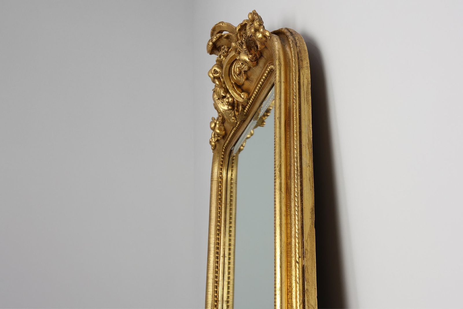 photo furniture Baroque Mantel Mirror In Carved Wood And Gilded Plaster, France, 1850s